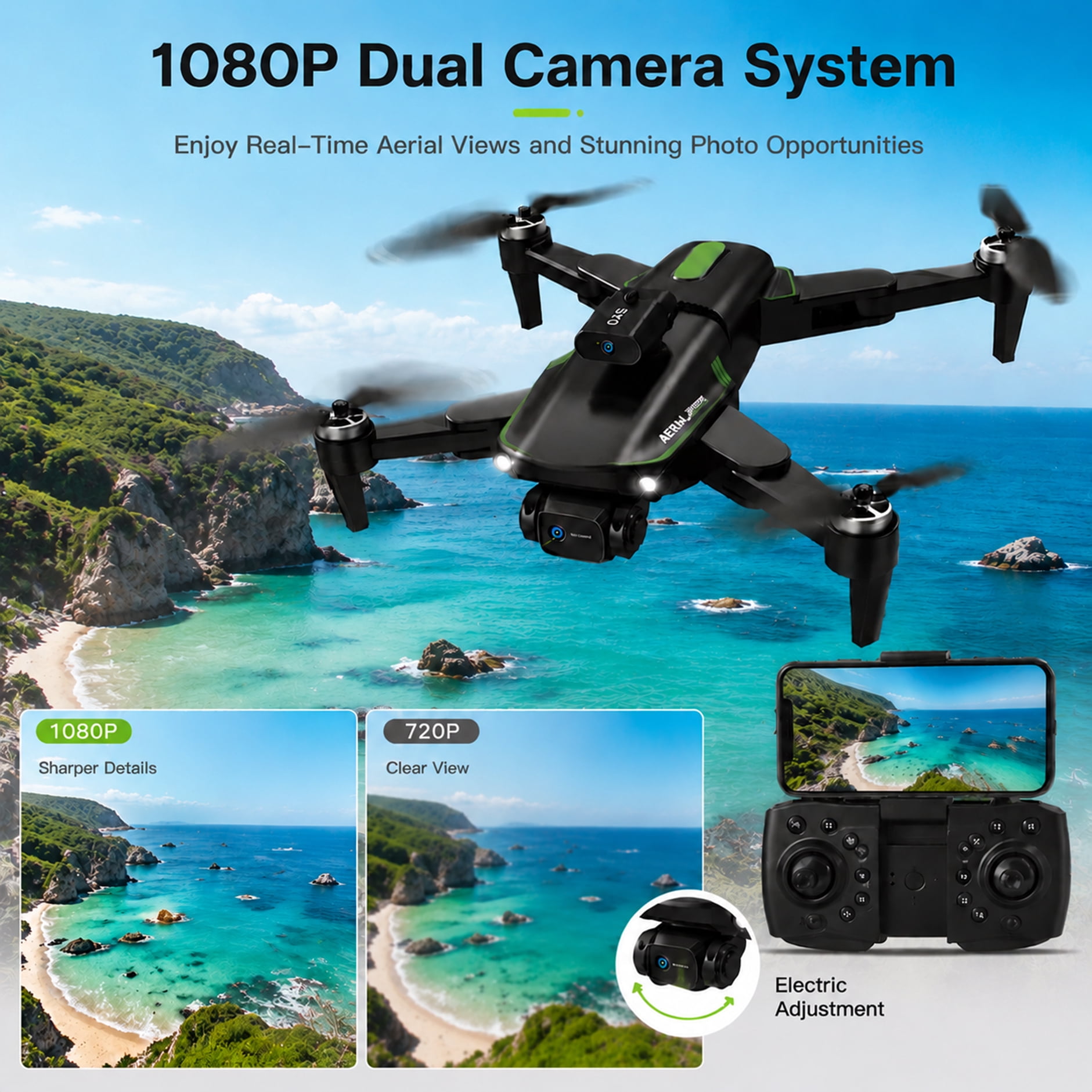 VILINICE 1080P FPV Quadcopter Drone with Dual Cameras, Brushless Motor, Obstacle Avoidance, Foldable Design (Black, 1 Pack) 1wxrh - Image 2