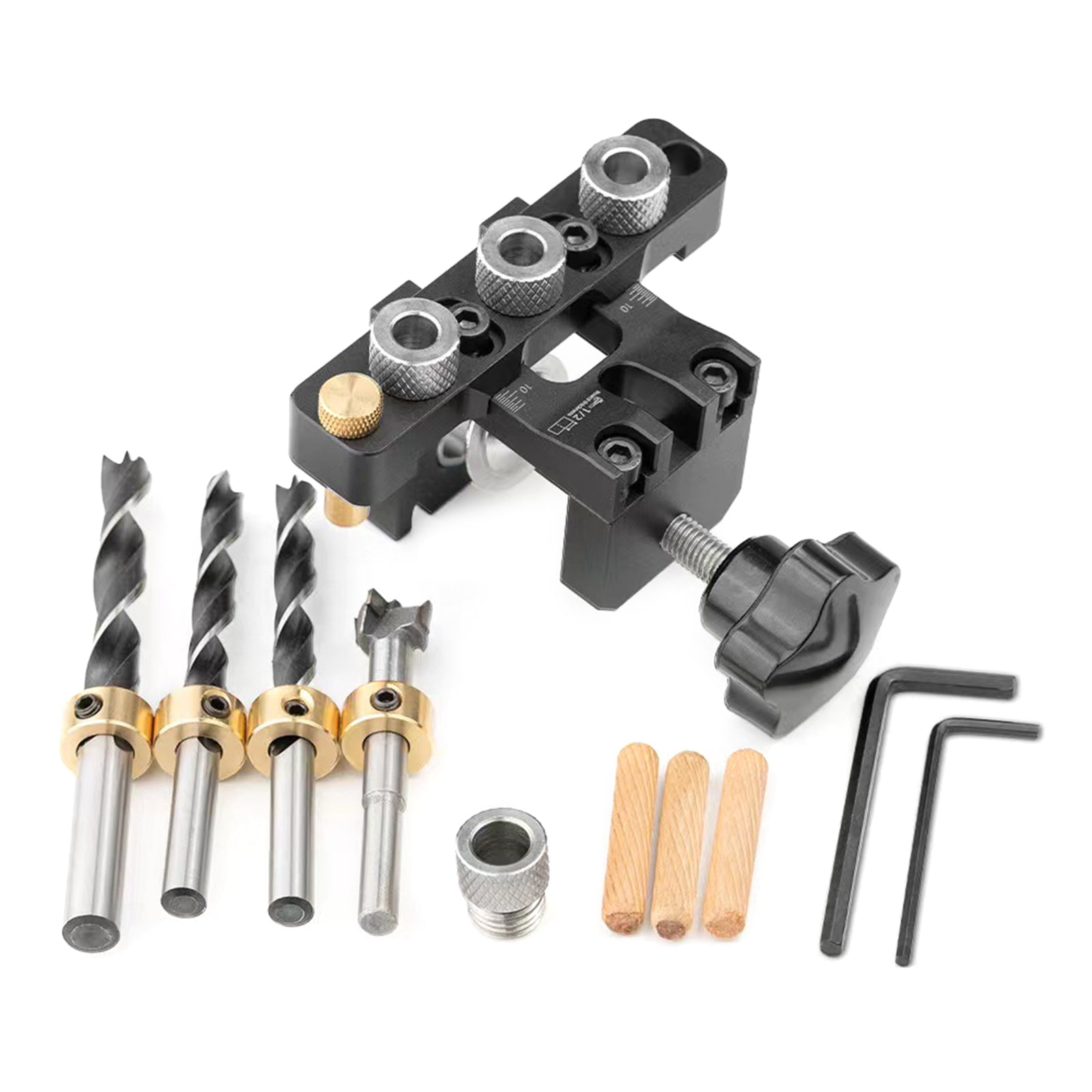 YAUXIM Adjustable 3-in-1 Woodworking Doweling Jig Kit (Pocket Hole Drilling Guide Locator for Furniture Assembly) 79xy0