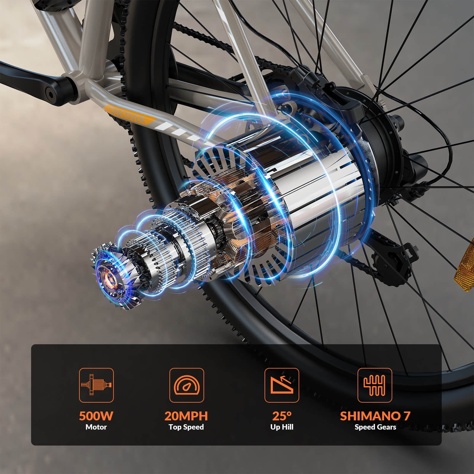 5TH WHEEL WLB17 Electric Bike for Adults, 500W Peak Motor with 36V 10.4Ah Removable Battery, 7-Speed Commuter E-Bike (26 in) qkrl8