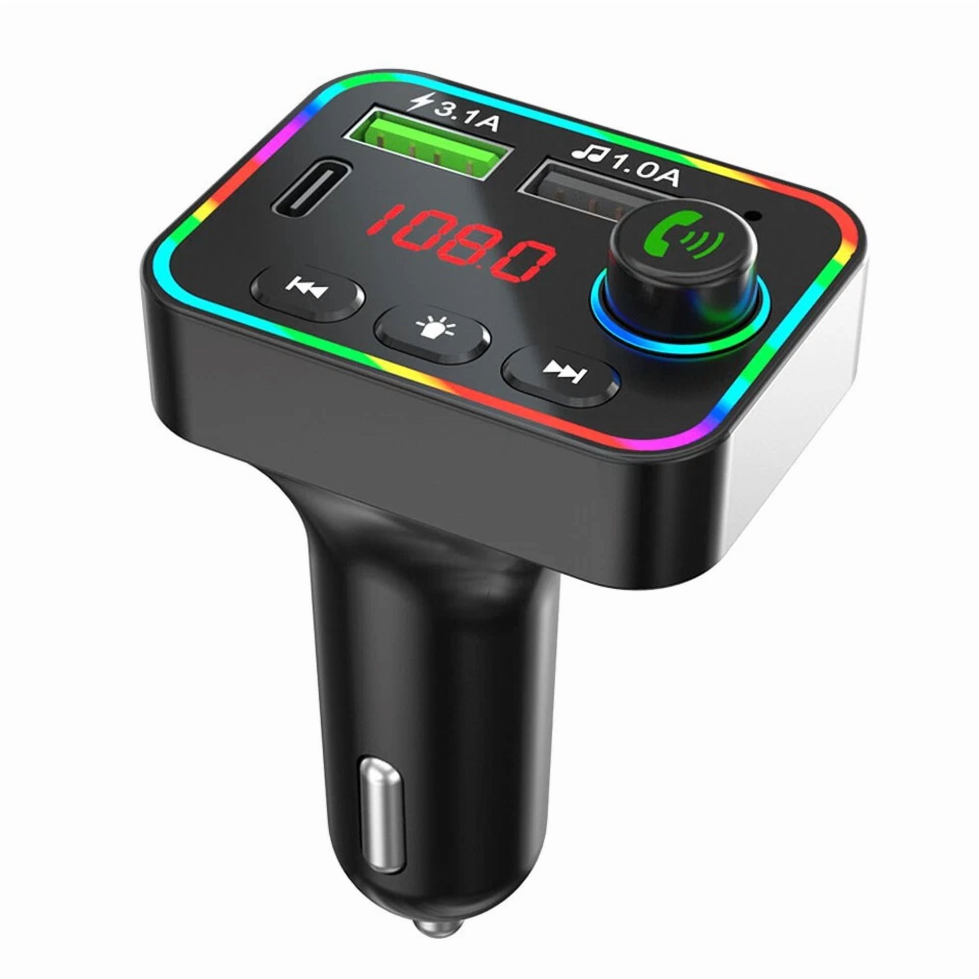 Rhea Bluetooth 5.0 Car Wireless FM Transmitter Adapter (Dual USB PD Charger, Aux, Hands-Free) r8z7j