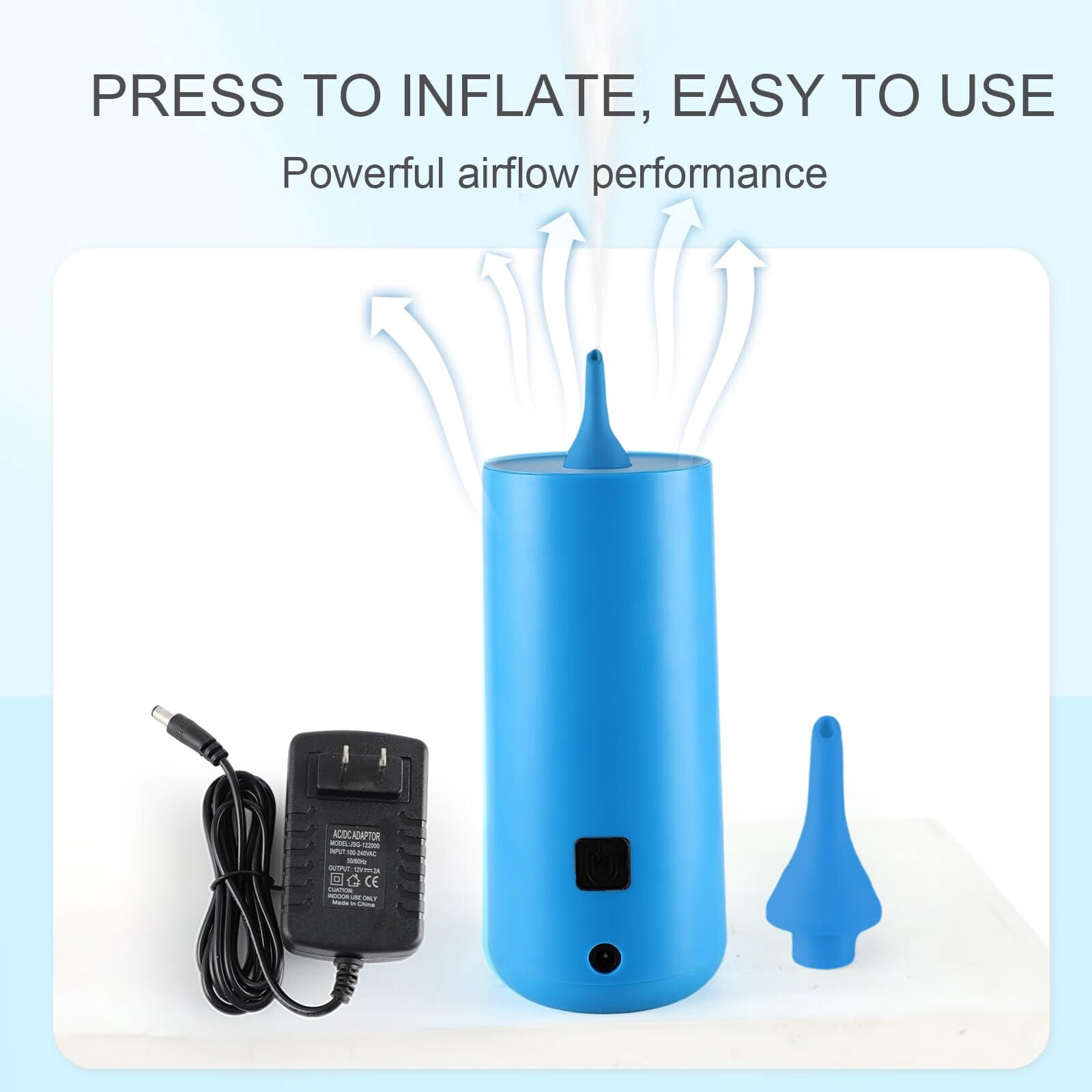 Disen Electric Balloon Pump Dual Nozzle Portable Inflator for Party Decorations (Blue, 1 Pack) zvwb0