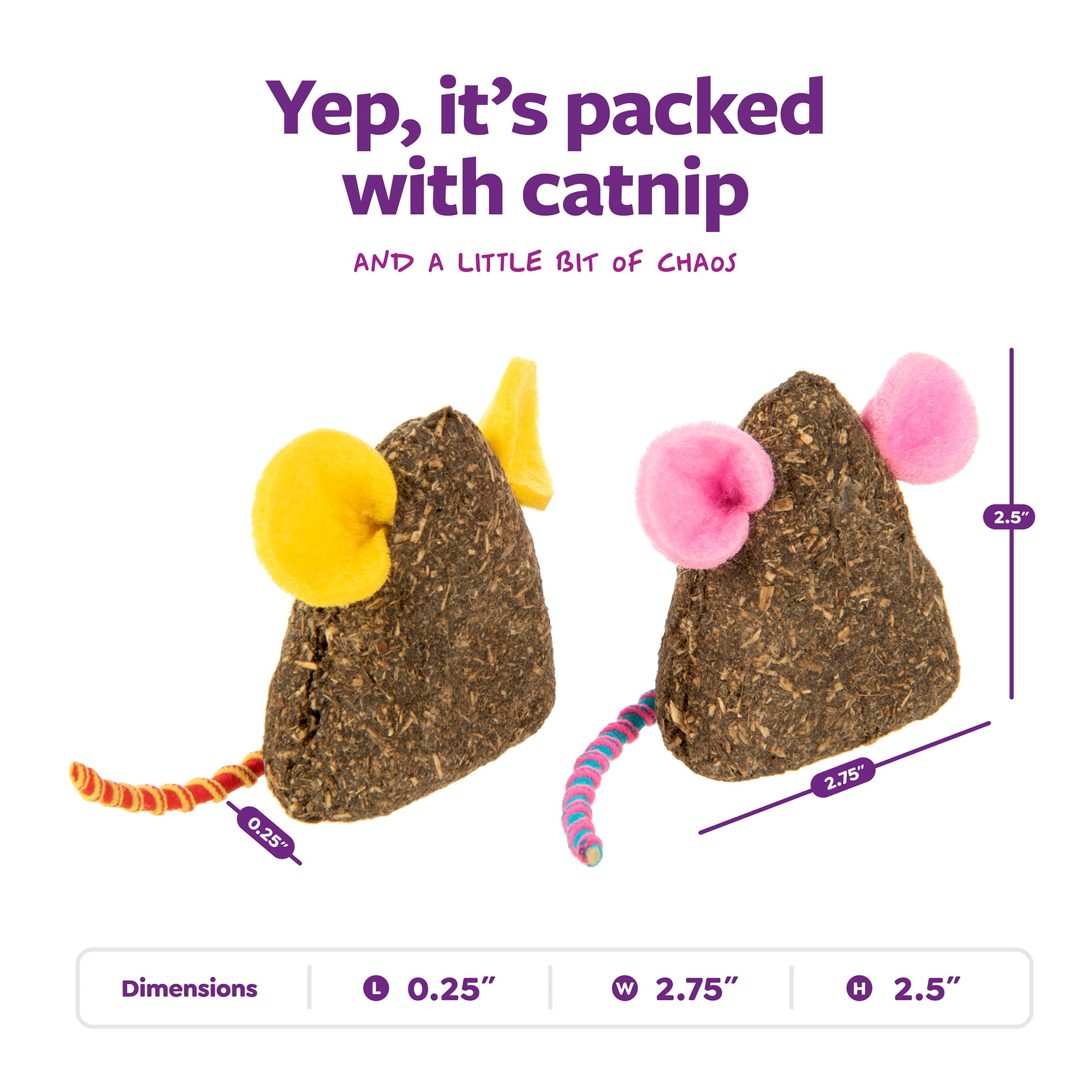 SmartyKat Mousy Mayhem Compressed Catnip Mice Interactive Cat Toys (Pink & Orange, 2-Piece Set) itgua
