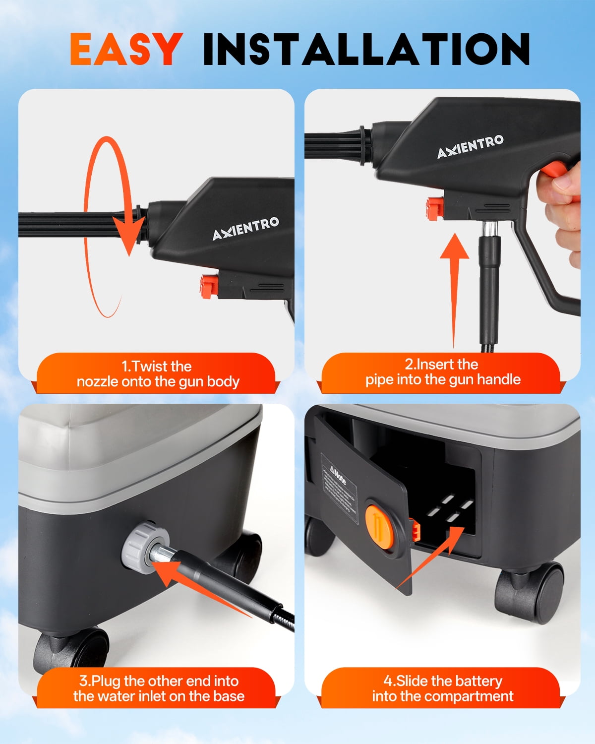 Axientro Cordless Portable Pressure Washer, 750 PSI Power Cleaner with 4.2 Gal Tank and 6-in-1 Nozzle (4.2 Gal) rou3z