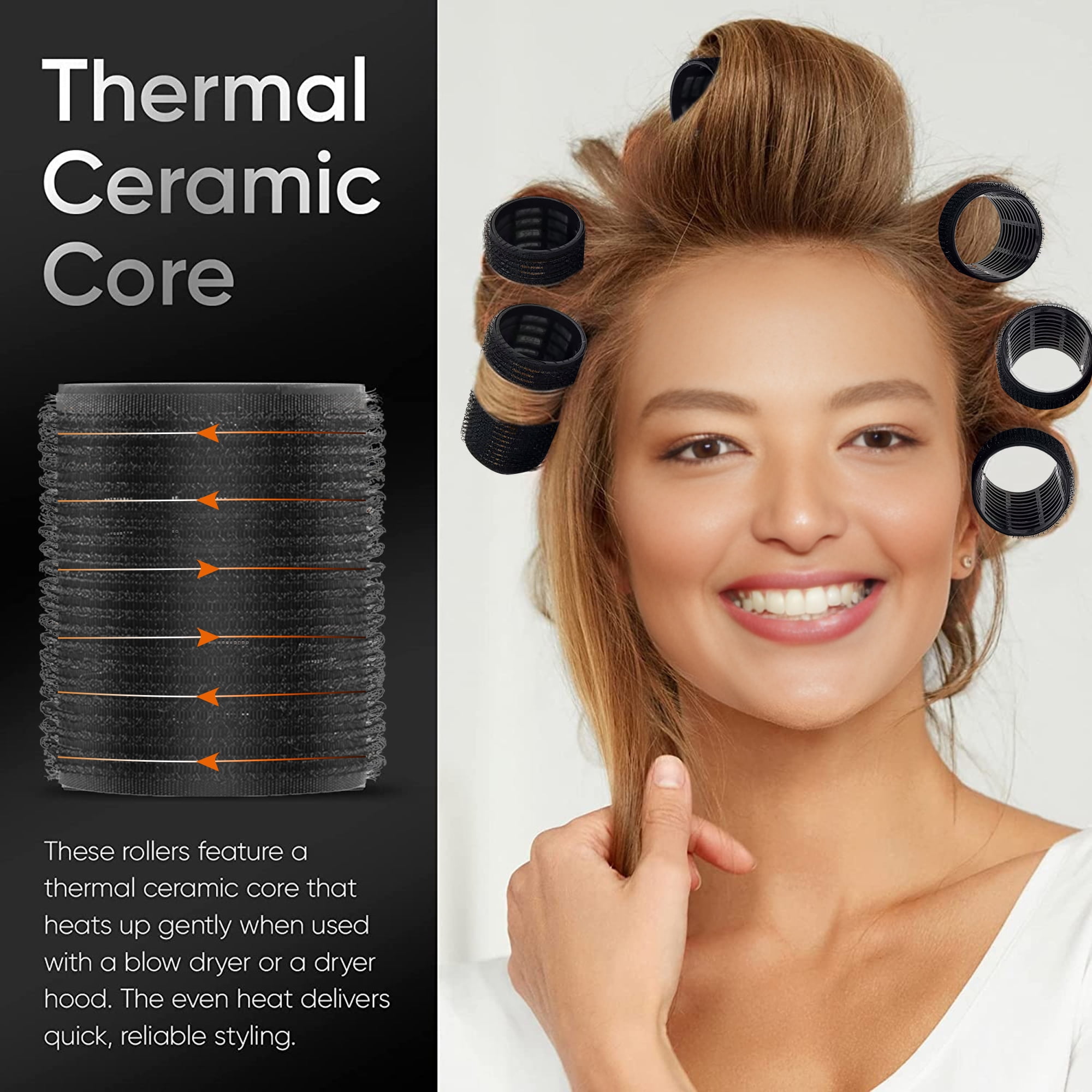 xnicx Self-Grip Ceramic Ionic Hair Roller Set for Salon Blowout Volume (Black, 18-Piece Set) 04pzf