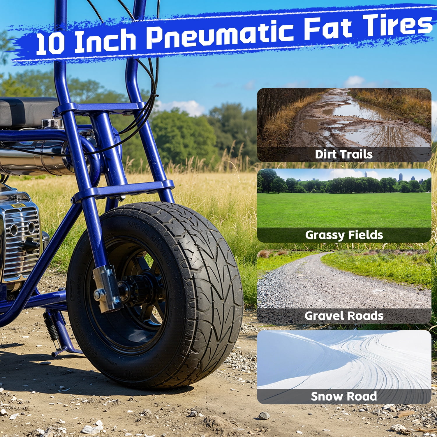 TOXOZERS 50cc Gas-Powered Mini Dirt Bike, Off-Road Motocross Starter for Kids (Blue, 150 lb Capacity) ktuu3