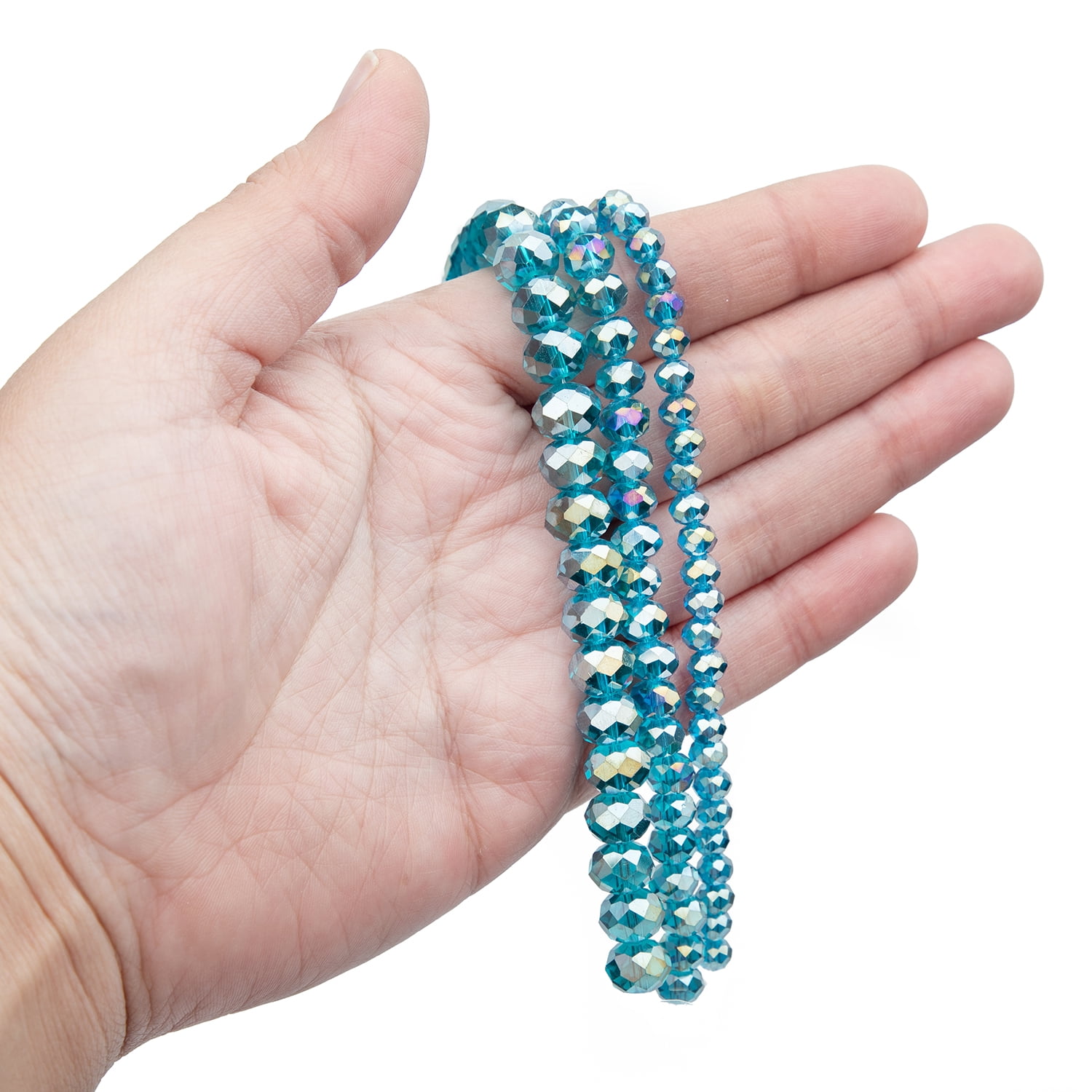 CousinDIY Glass Rondelle Beads for Jewelry Making (Indicolite Teal AB, 88 Pieces) 526v8
