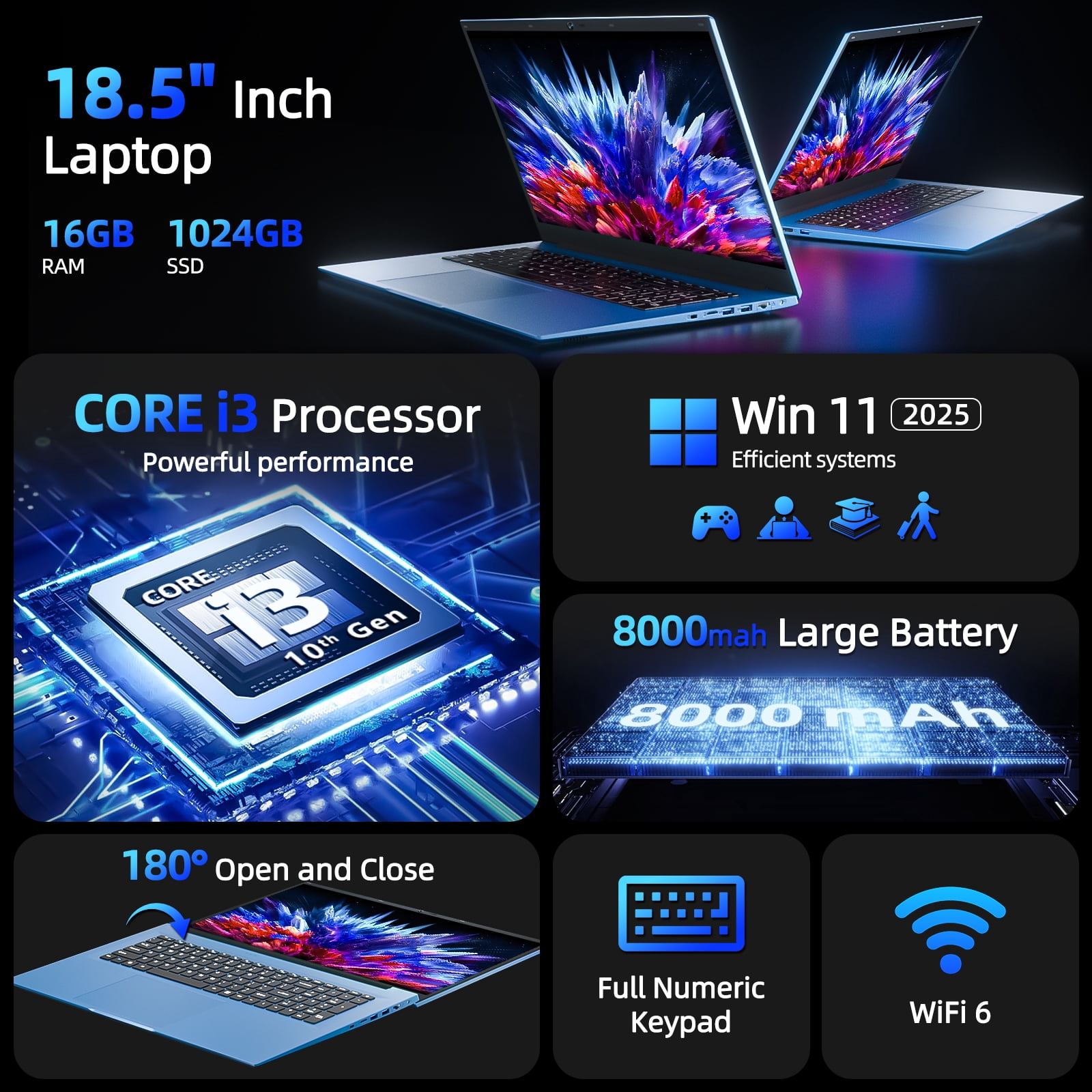 SGIN 18.5 in Laptop Windows 11 Intel Core i3 16GB RAM 1TB SSD FHD IPS Display (Grey, 18.5 in) 5agkc