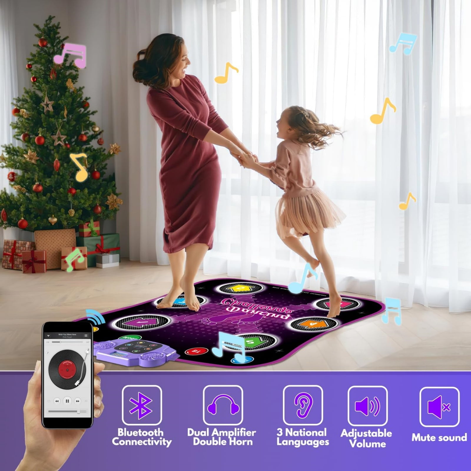 Jugaad Life Musical Dance Mat with Bluetooth and LED Lights (Multi-color, 36 in x 32 in) s689i