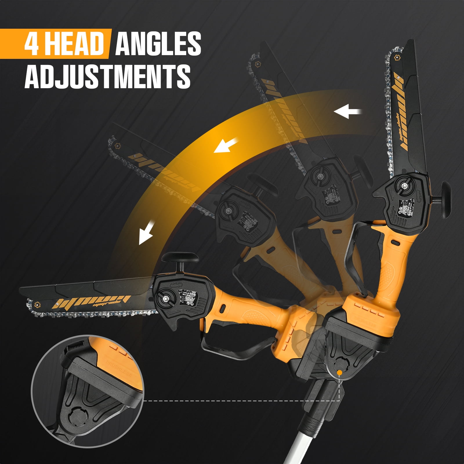 Vetoper 2-in-1 Cordless Pole Saw and Mini Chainsaw with Extension Rod (Yellow, 7 ft) jl34y