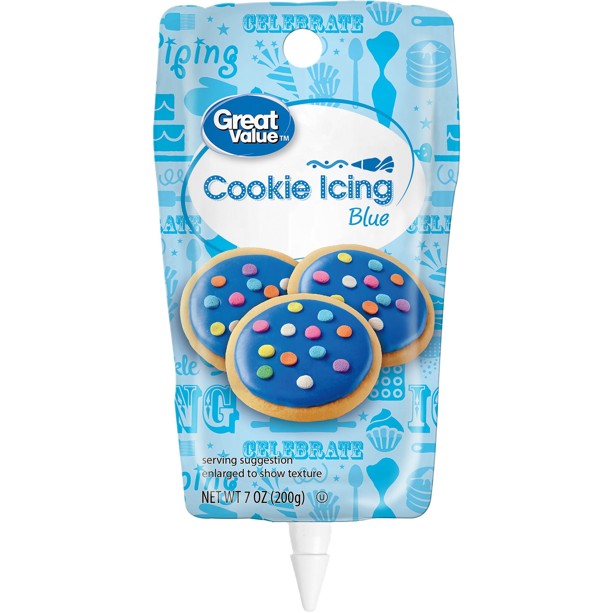 Great Value Blue Cookie Icing, Quick-Dry Decorative Frosting for Cakes and Cookies (Blue, 7 oz) rkq7z