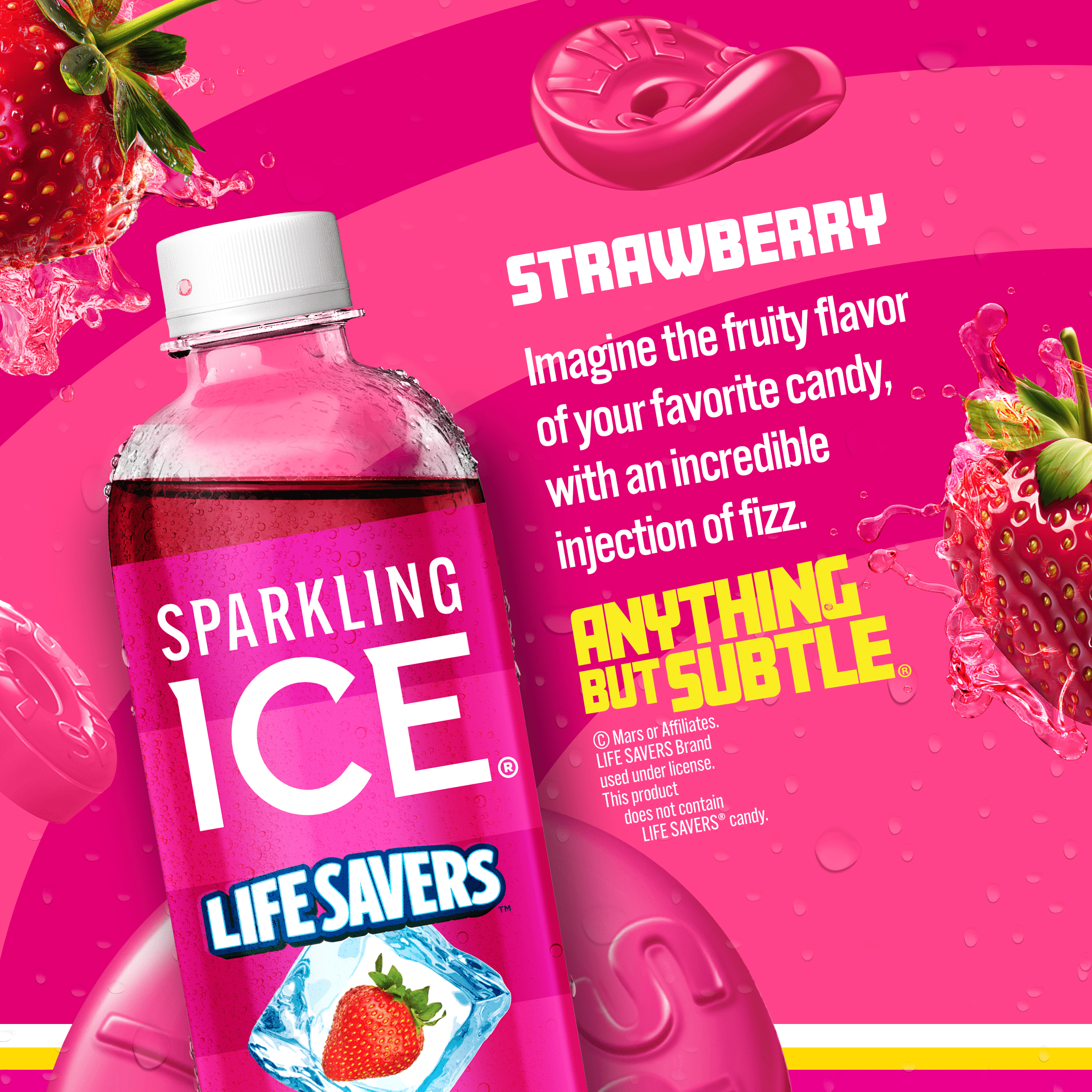 Sparkling Ice Life Savers Strawberry Flavored Sparkling Water (Zero Sugar, 17 fl oz) 0plj9