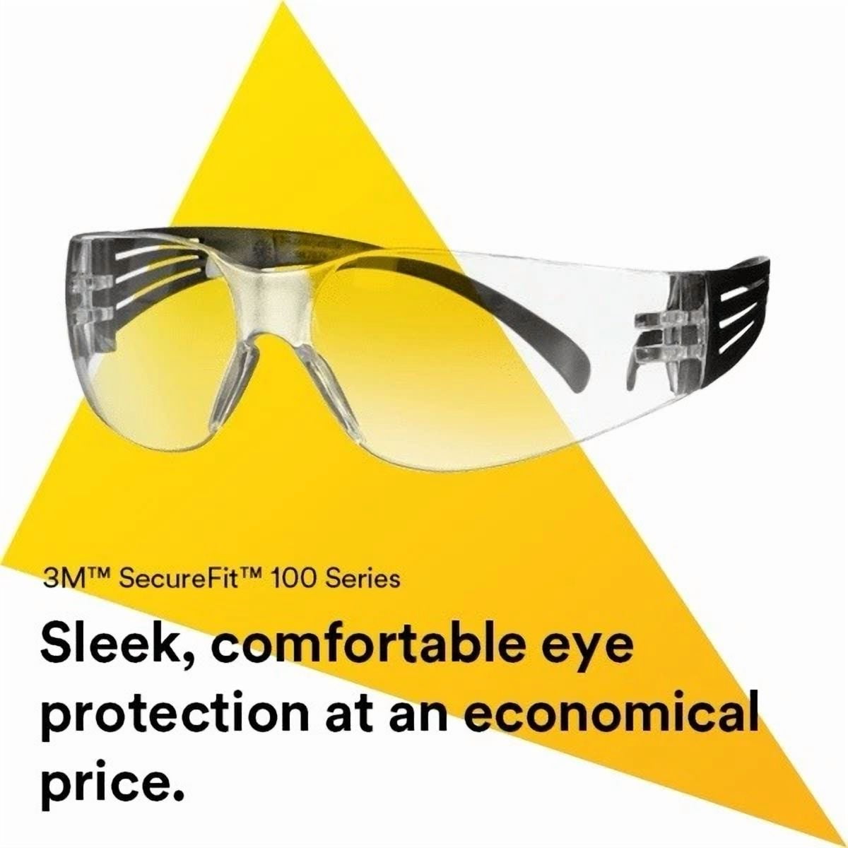3M SecureFit 100S Safety Glasses, Anti-Fog and Scratch-Resistant Protective Eyewear (Clear, 3 Pack) usb7t