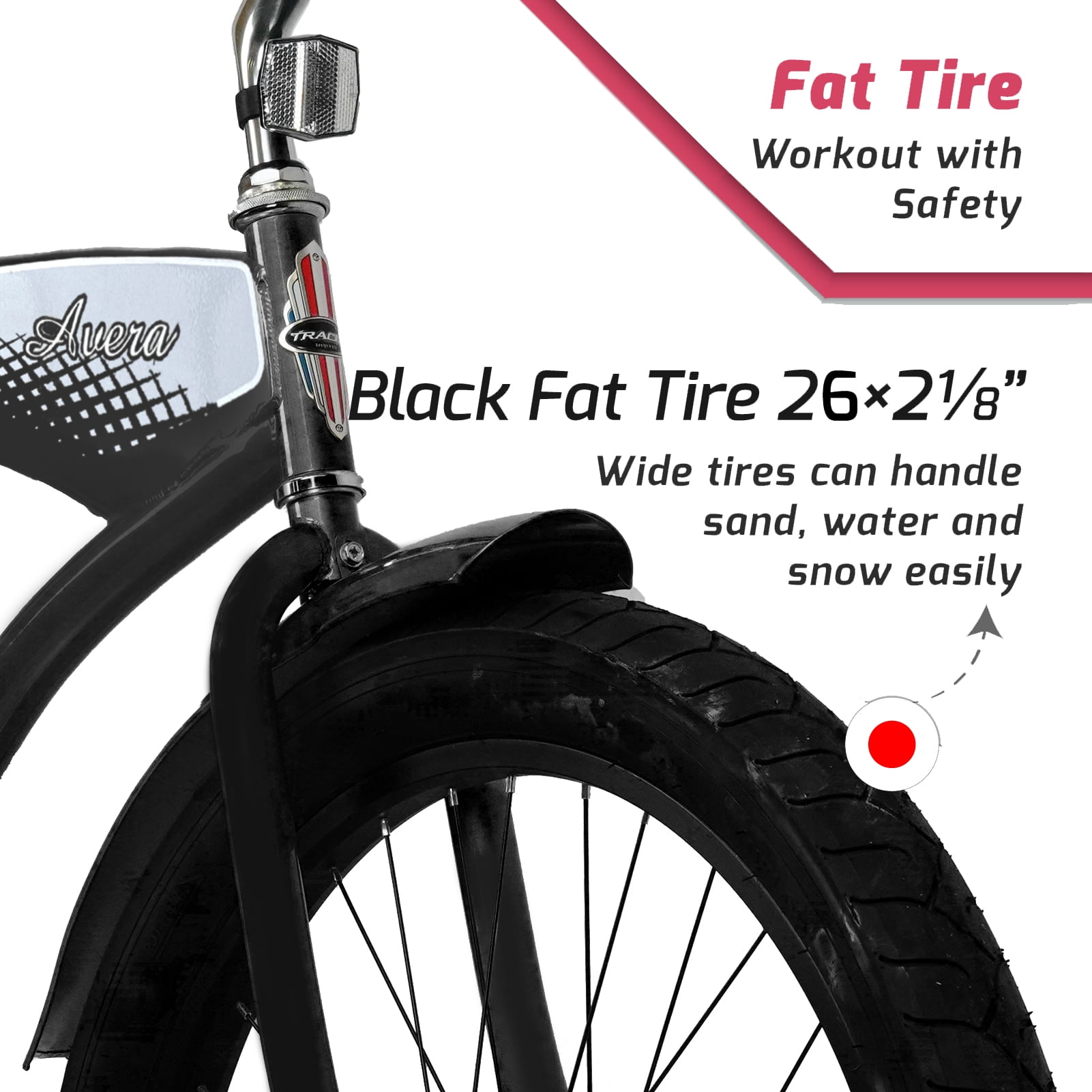 Tracer Avera Beach Cruiser Bike (Matte Black, 26 in Wheel) mztxb