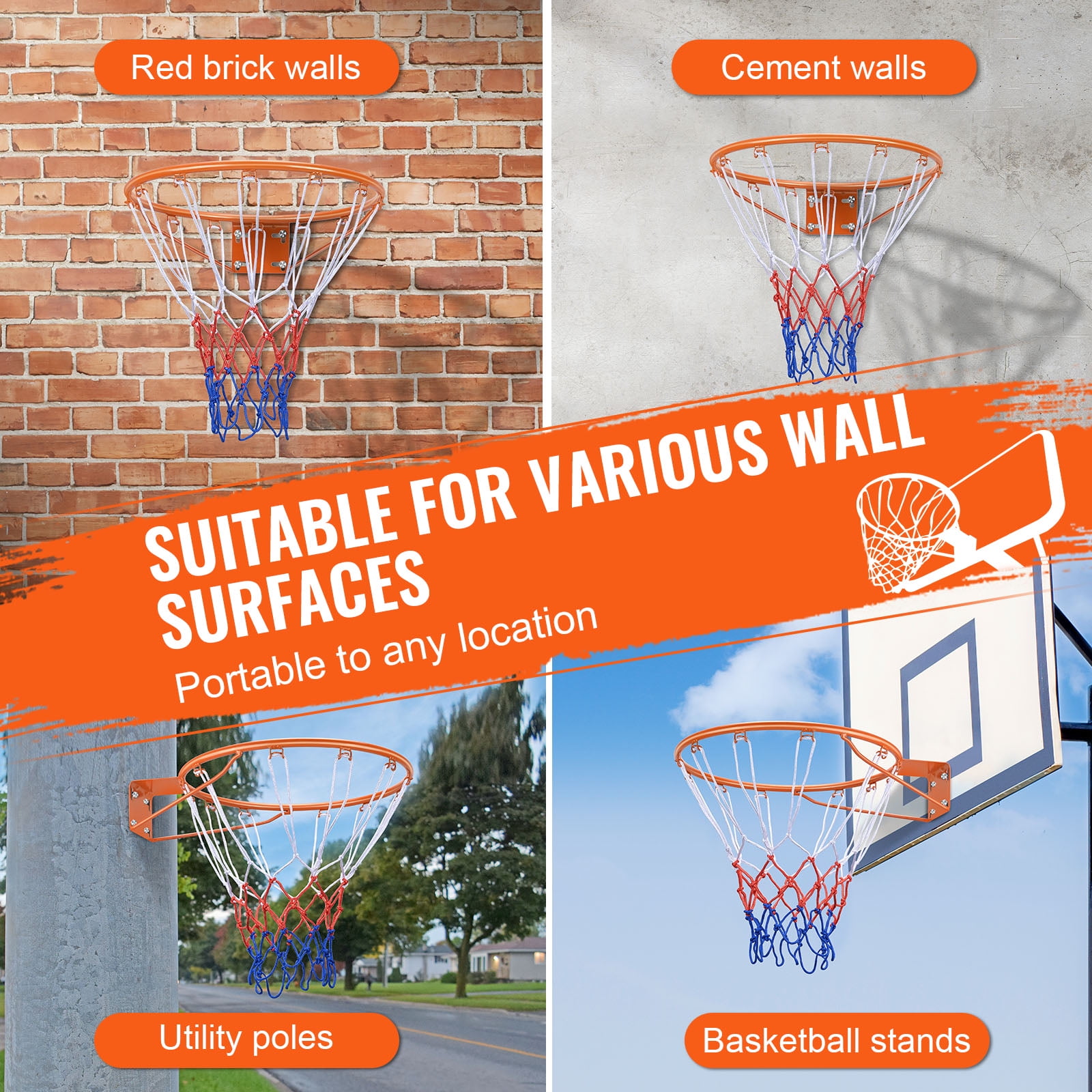 KFFKFF Basketball Rim Replacement (Orange, 18 in) ghe7m