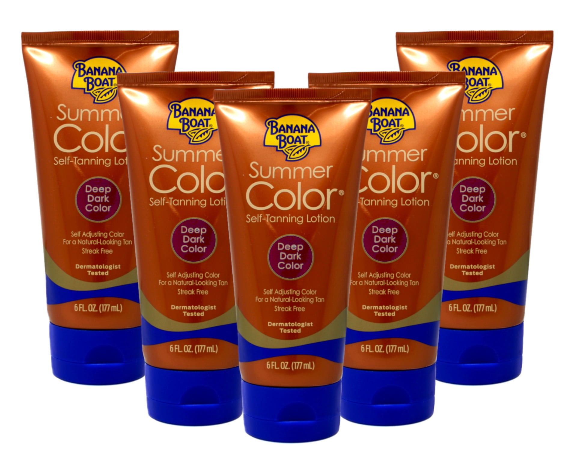 Banana Boat Summer Color Self-Tanning Lotion, Streak-Free Sunless Tanner (Deep Dark, 5 Pack of 6 oz) wevot