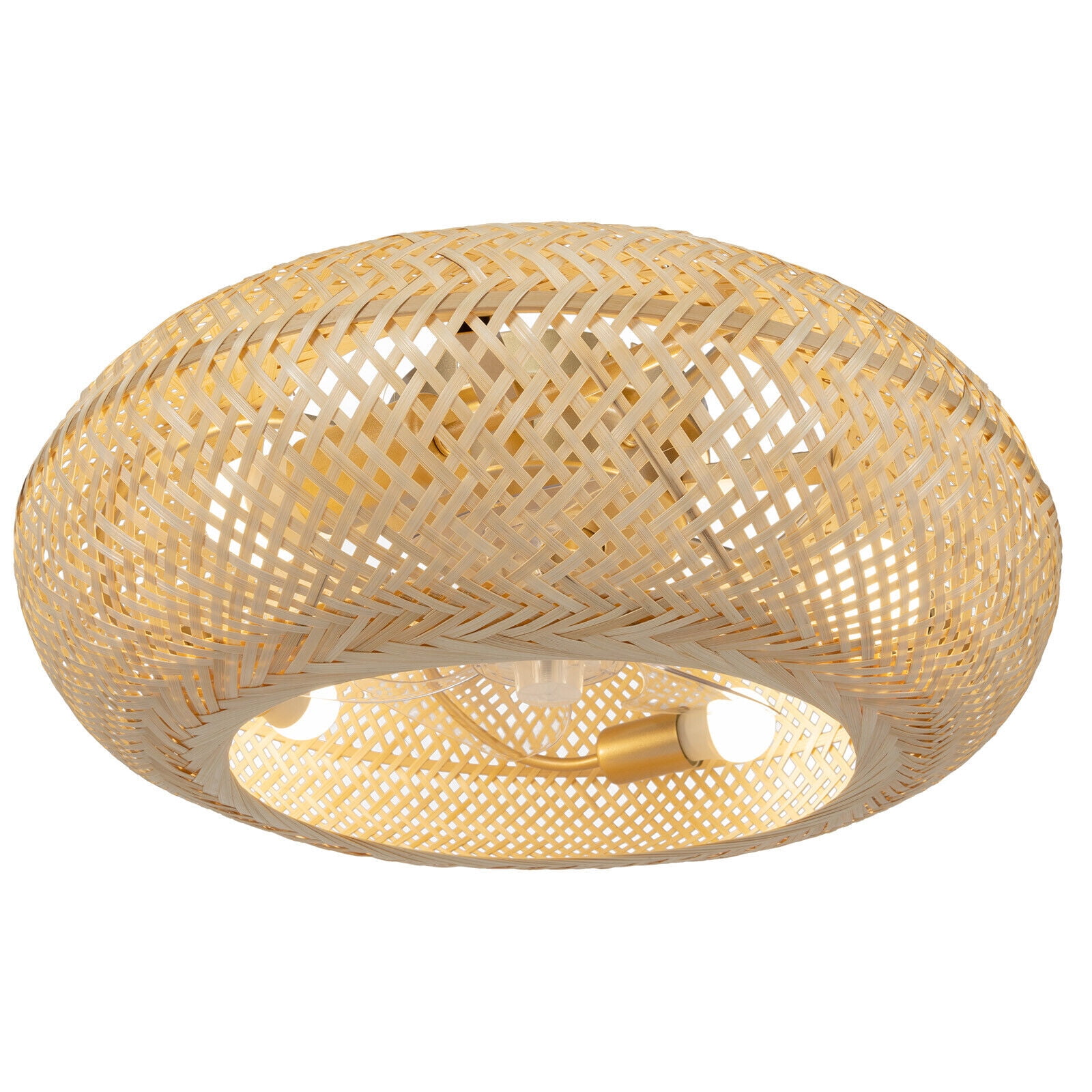 Generic Bamboo Ceiling Fan Farmhouse Boho Rattan Woven Light with Remote Control (Natural, 20 in) 023ca