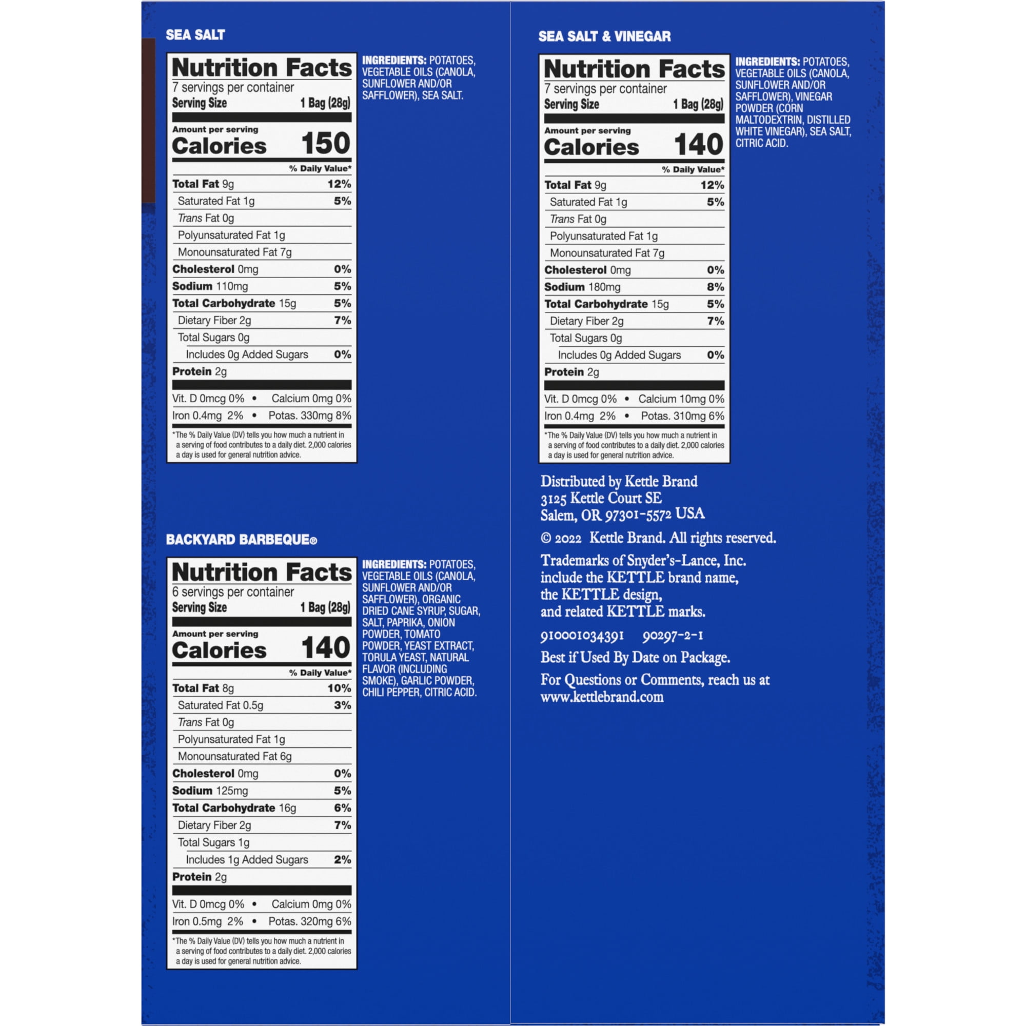 Kettle Brand Potato Chips Variety Pack, Kettle-Cooked Crunchy Snack Bags (20 Count, 1 oz Each) eb0i1