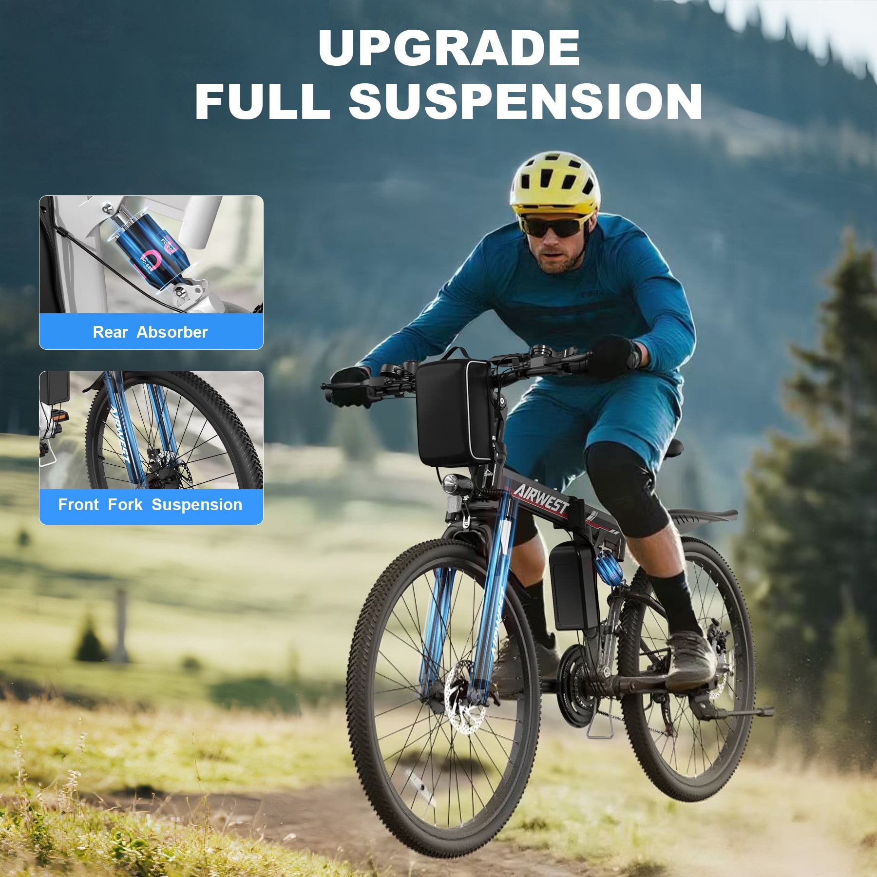 AIRWEST Electric Bicycle for Adults, 750W Motor City Commuter E-Bike, 7-Speed Cruiser, 40 Miles Range (Black, 26 in) cx937