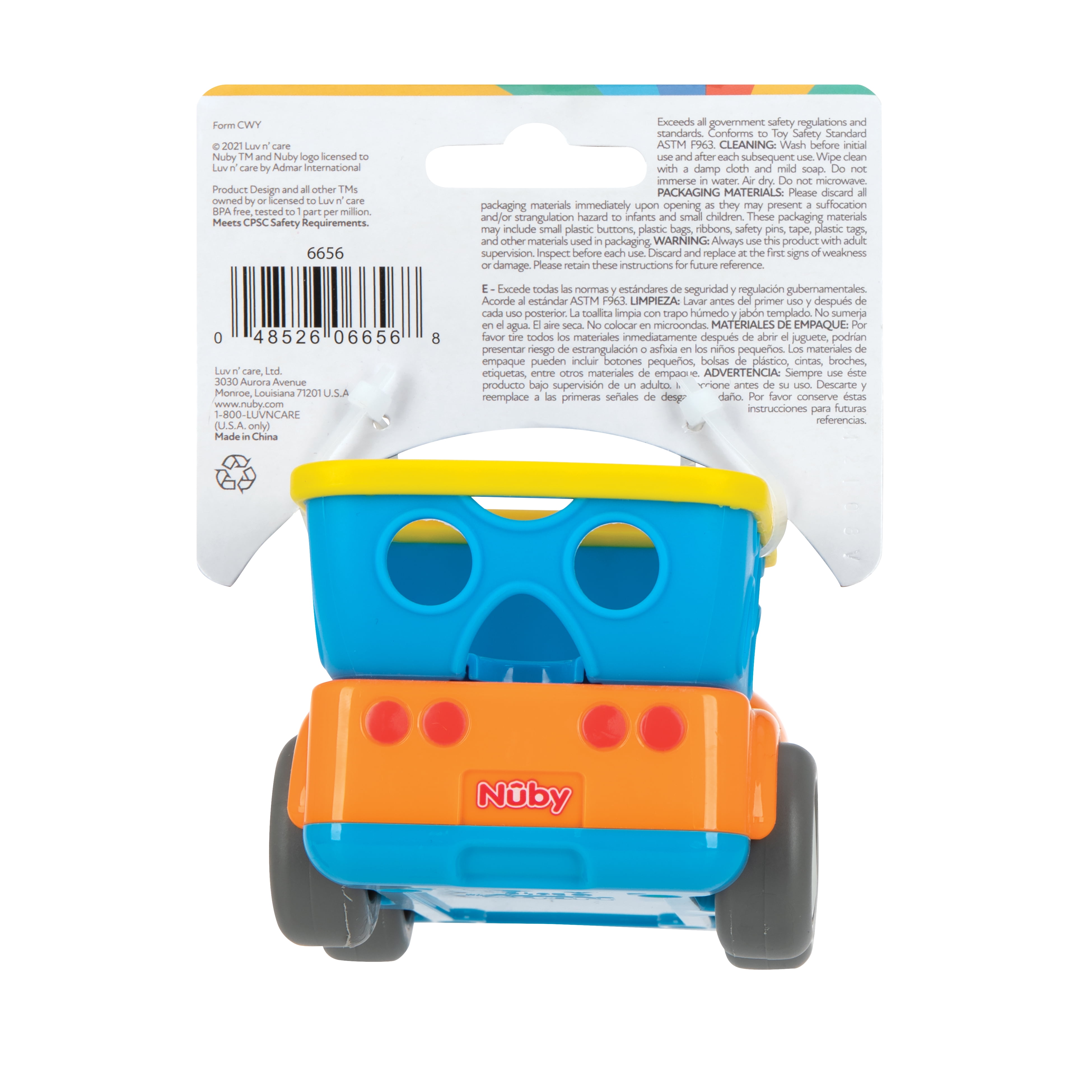 Nuby Play Pals Rattle Truck Sensory Toy for Infants (Multi-Color, 1 Pack) jfkl3