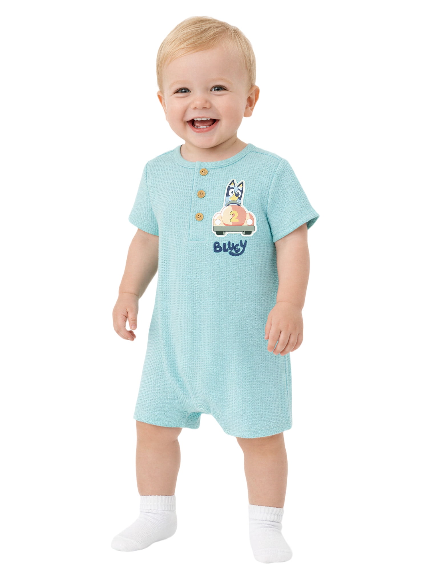 Bluey Baby Boy 2 Pack Rompers (Blue, 0-24 Months) aon5h
