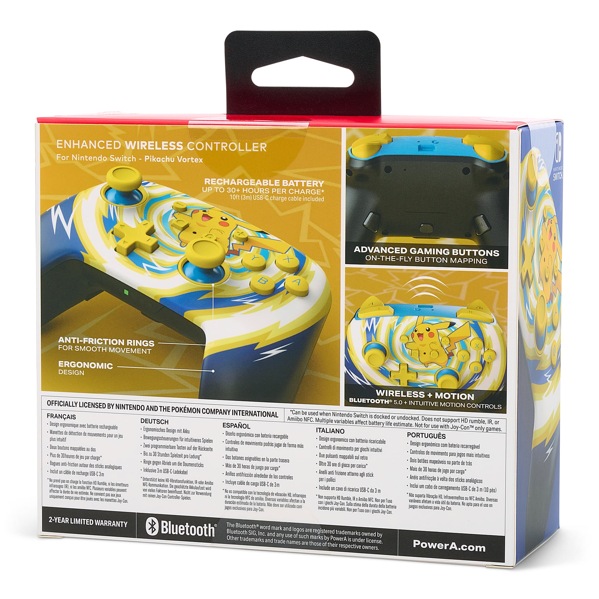 PowerA Enhanced Wireless Controller for Nintendo Switch - Pokémon Pikachu Vortex (Yellow, 10 ft) xytz2