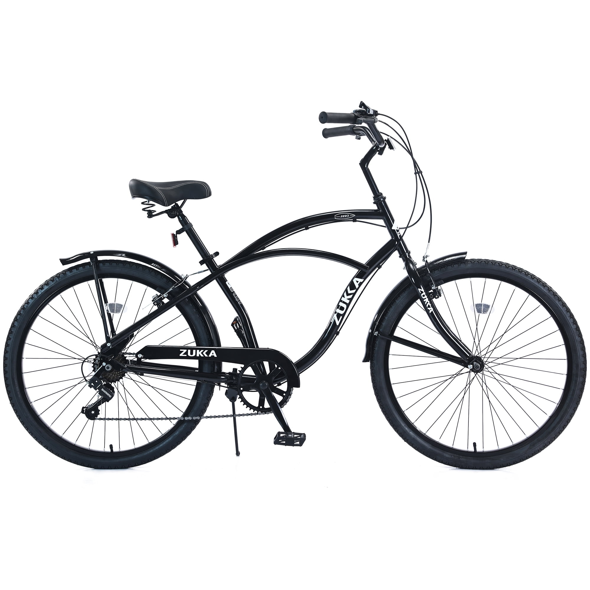 MEGHNA 26 in Cruiser Bike 7-Speed Commuter Bicycle with V-Brakes (Black, 26 in) x1id6