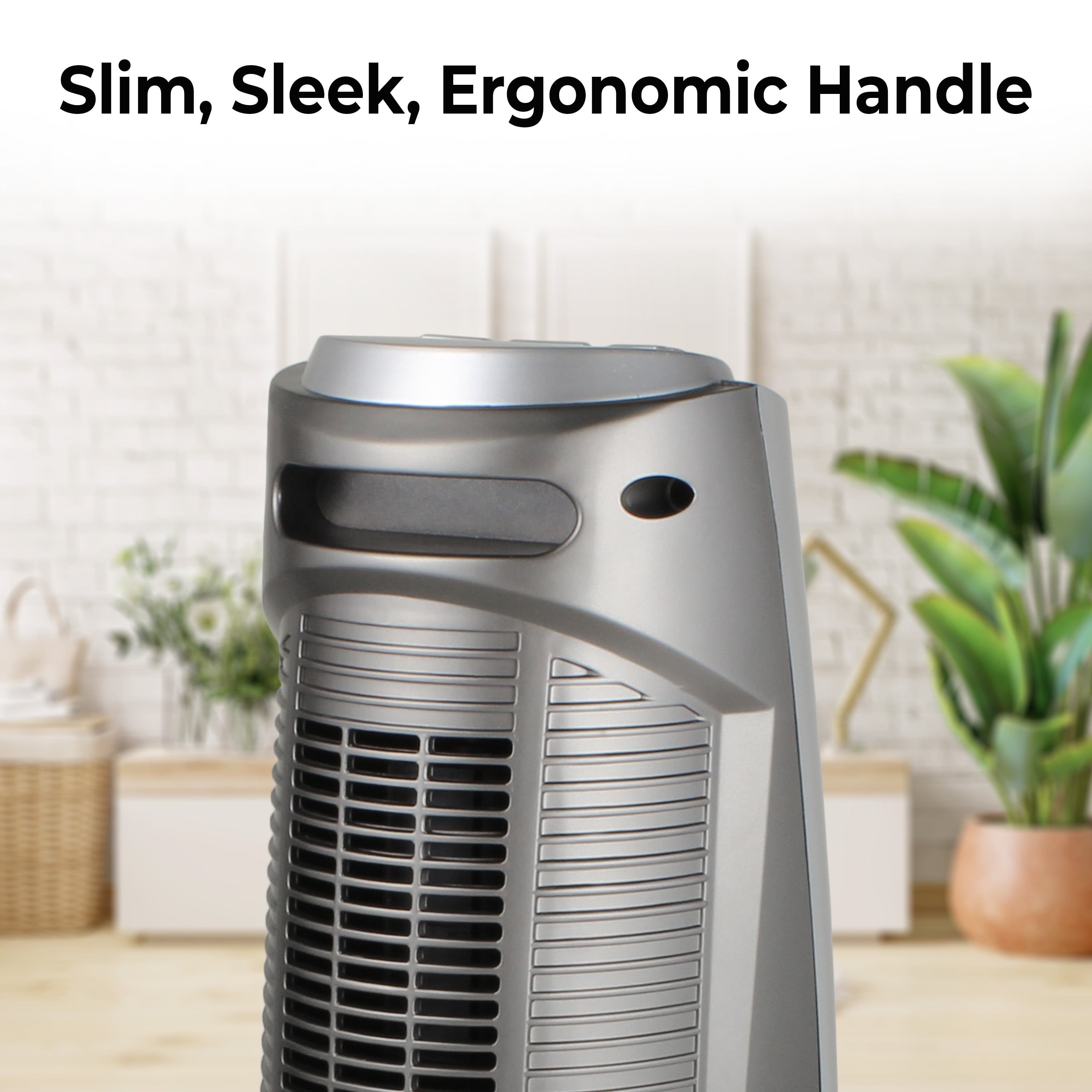 Comfort Zone Ceramic Oscillating Digital Tower Space Heater (Silver, 1500W) 9gc0w