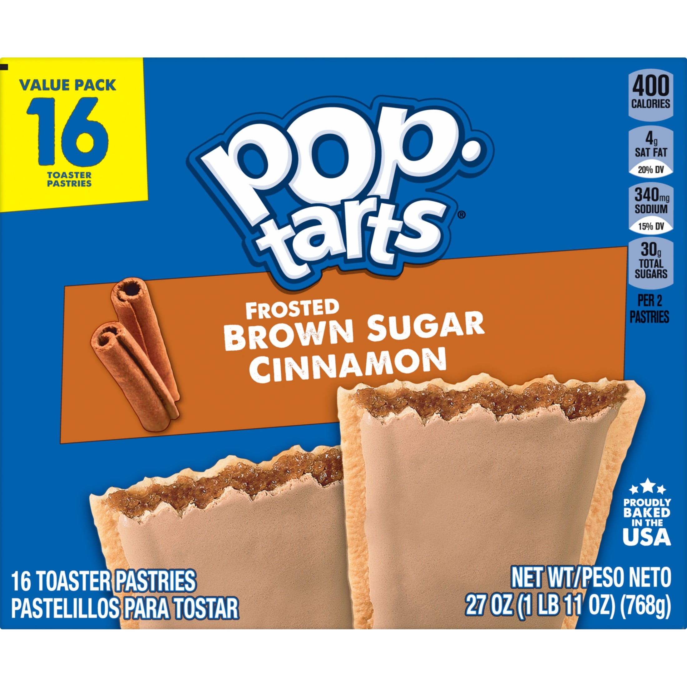 Pop-Tarts Frosted Brown Sugar Cinnamon Toaster Pastries, Ready-to-Eat Breakfast Snack (27 oz, 16 Count) auata