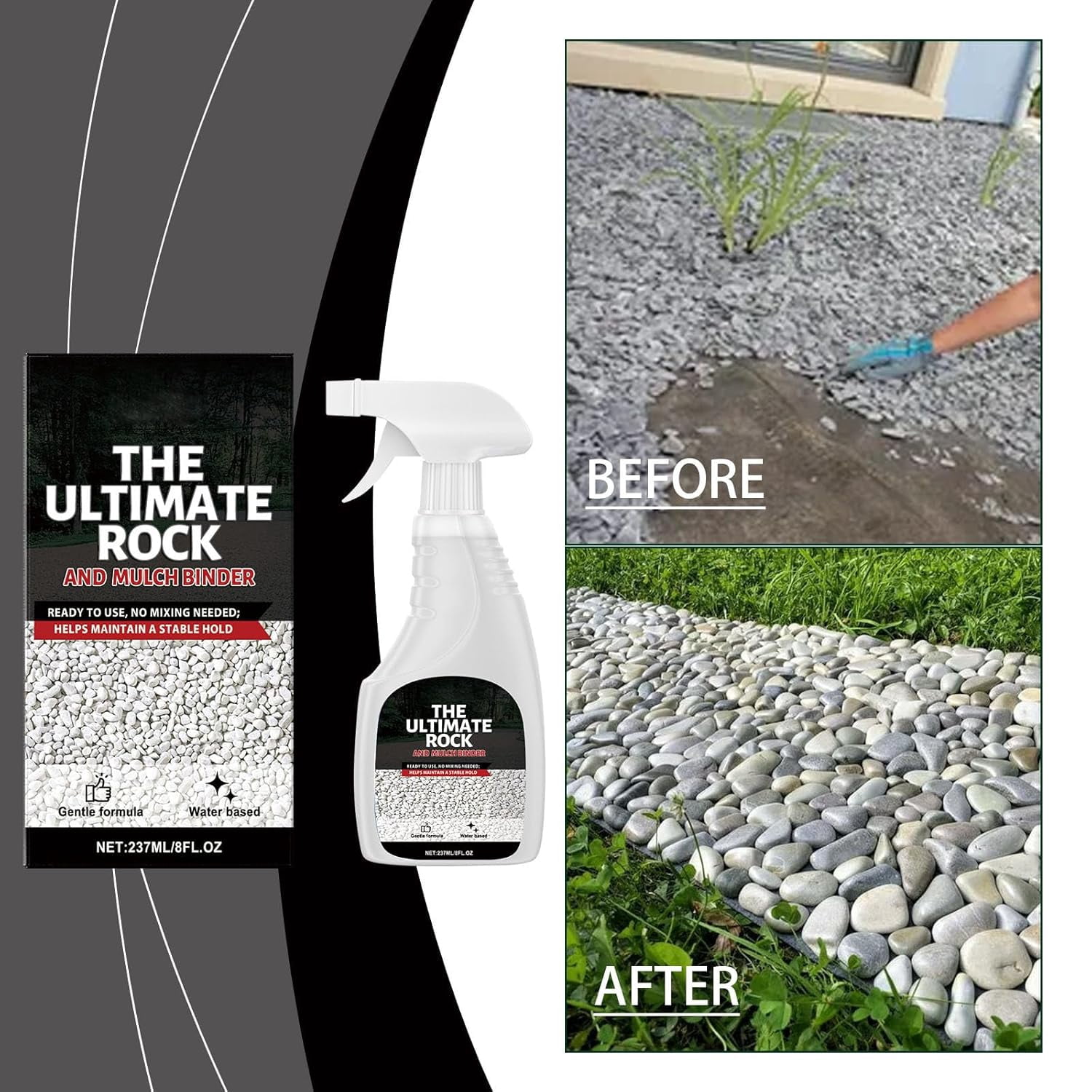 WENGJJ Landscape Rock and Mulch Binder, Weather-Resistant Garden Adhesive for Gravel and Bark (2 Pack, 32 fl oz) fdx32