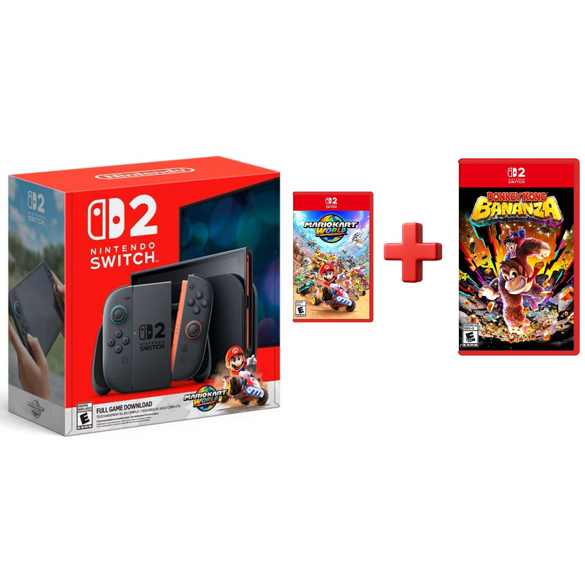 Nintendo Switch 2 Console Mario Kart World and Donkey Kong Bananza Bundle (Standard Edition) 6j25r