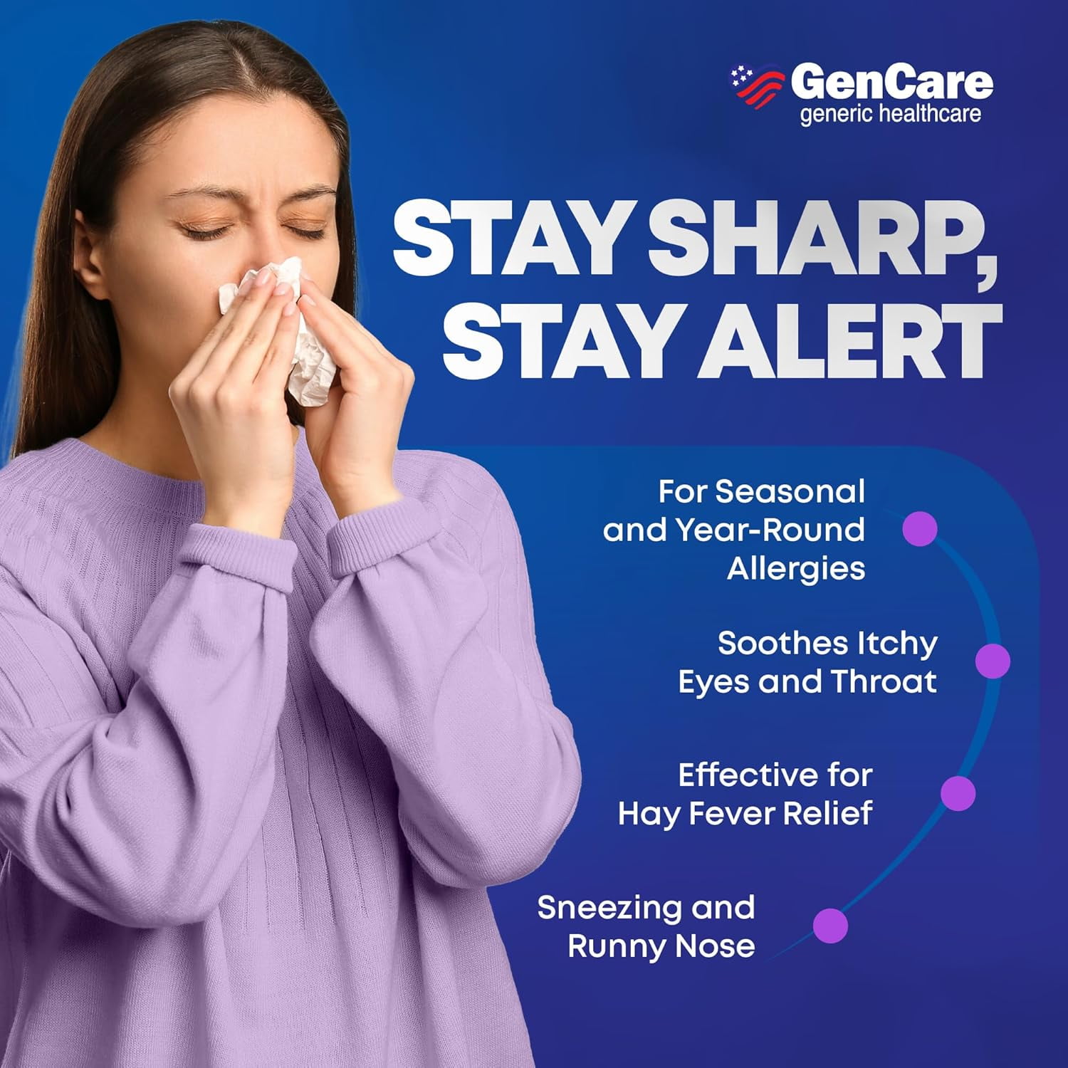 GenCare Allergy Relief Fexofenadine HCl 180 mg Non-Drowsy Antihistamine (50 Tablets) 0uopp