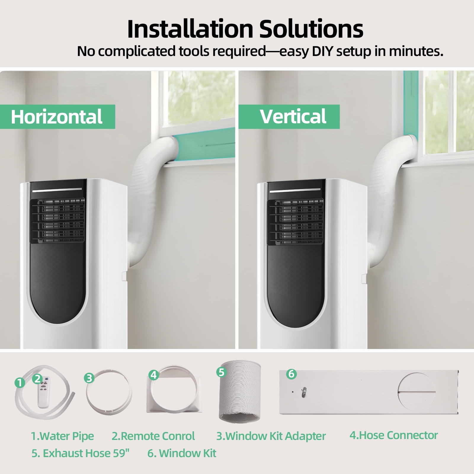 Tacool 8000 BTU Portable Air Conditioner 3-in-1 Cooling Dehumidifier Fan (White, 250 Sq. Ft.) msdat