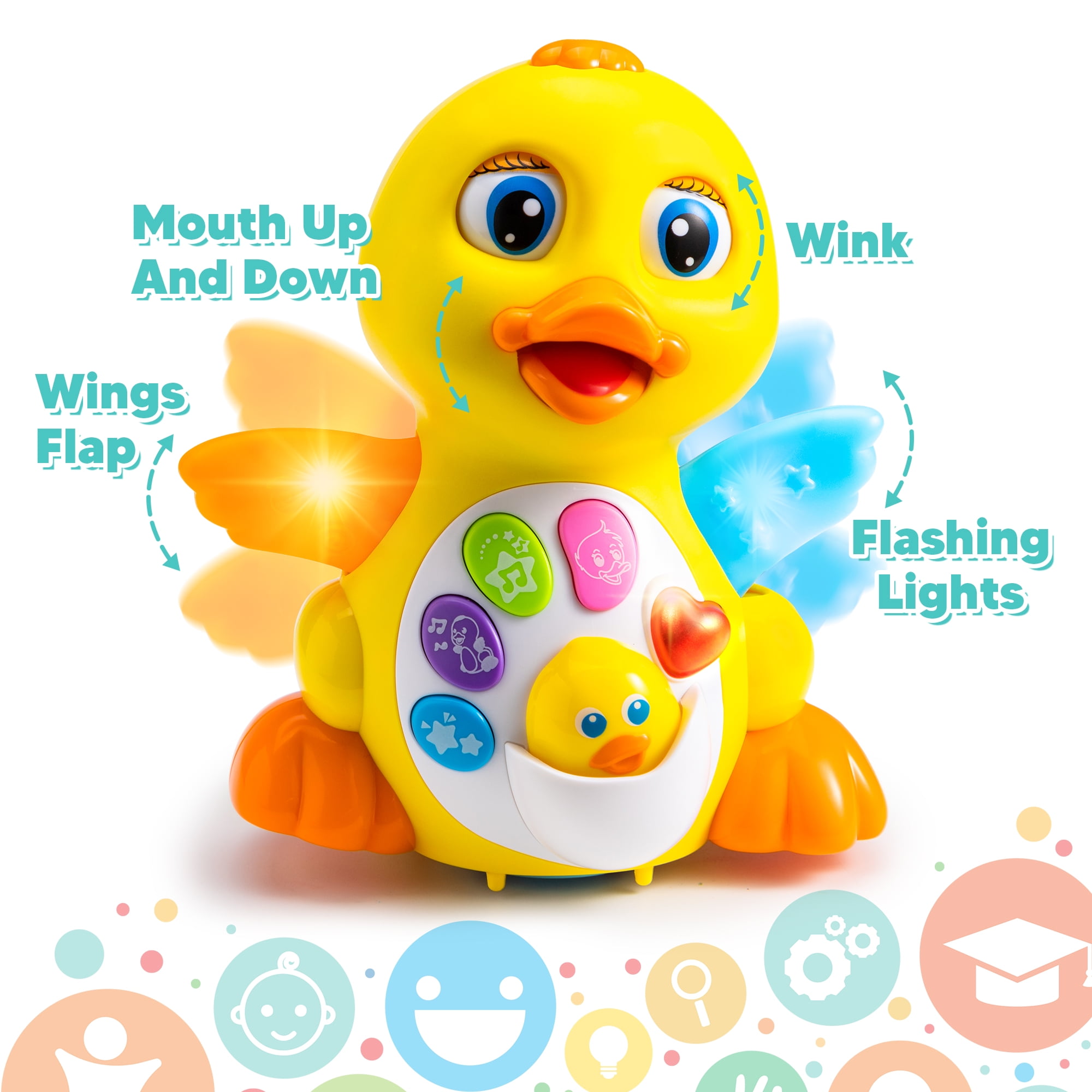 Joyfy Musical Dancing Walking Duck Toy for Toddlers, Interactive Learning Toy with Lights and Sounds (Yellow, 1 Count) se3ps