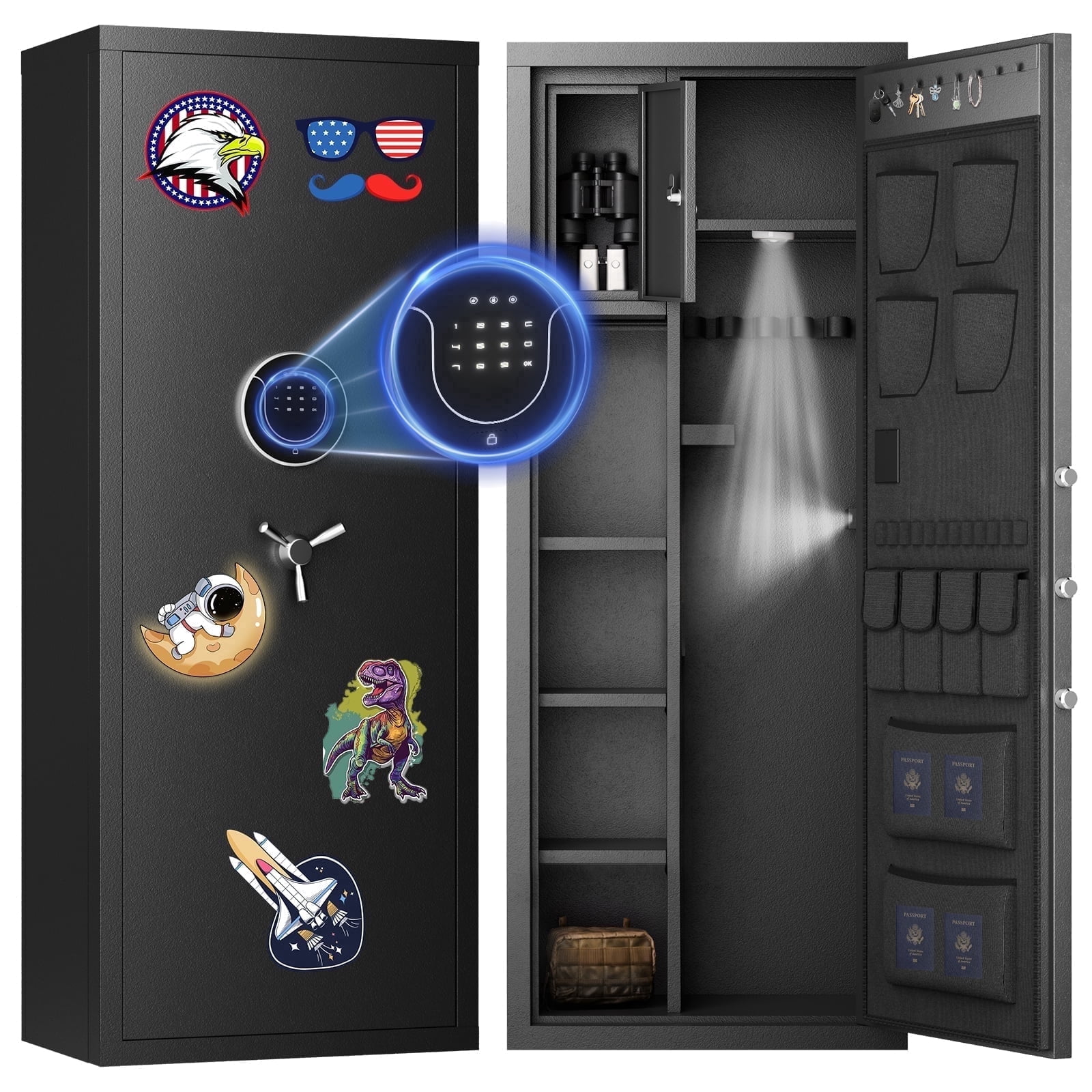 Omethey Large Digital Gun Safe, Quick Access Security Cabinet for Home Defense (Black, 54.33 in x 21.65 in x 13.8 in) snlw2