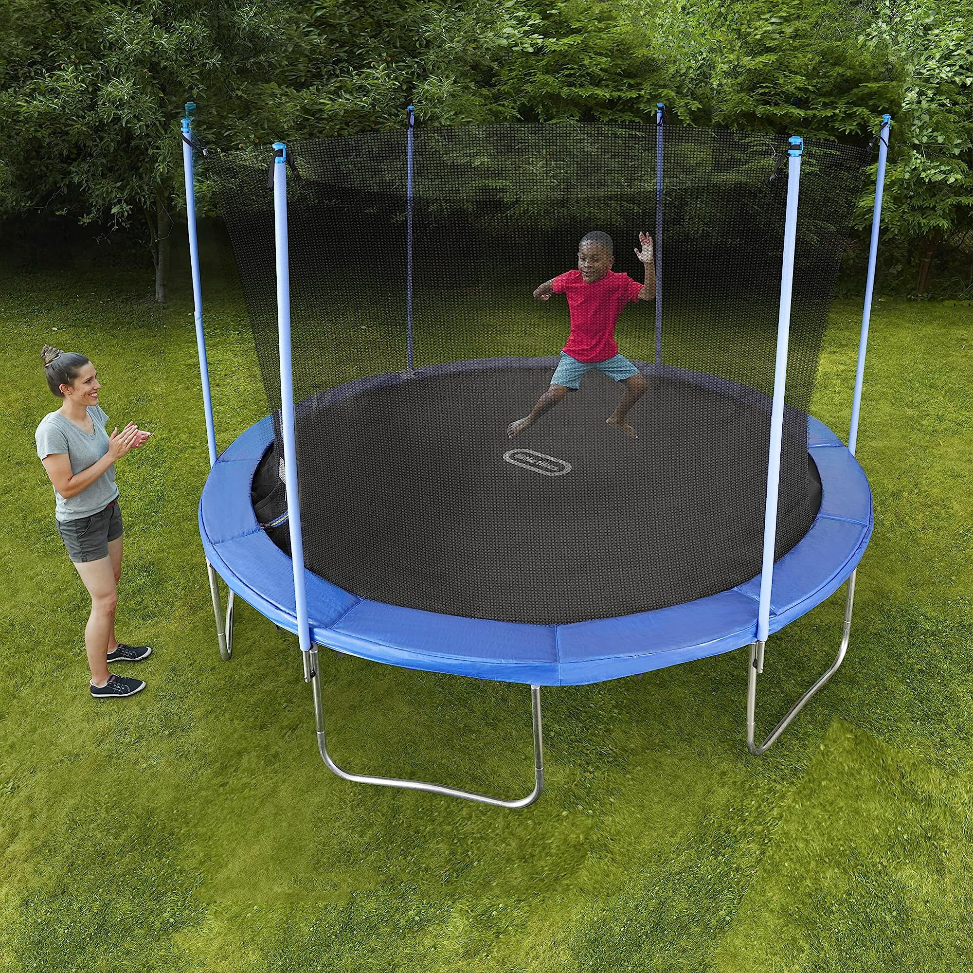 Little Tikes Mega Trampoline with Safety Enclosure (Blue, 12 ft) 6tmxx