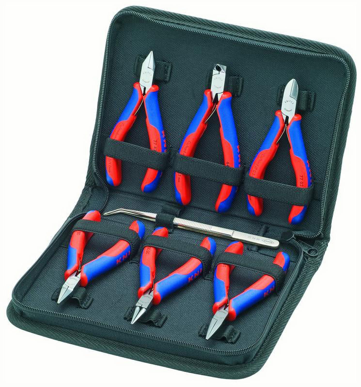 KNIPEX Tools 7-Piece Electronic Pliers Set with Precision Tweezers and Storage Case (Comfort Grip, 7-Piece) qkpr2