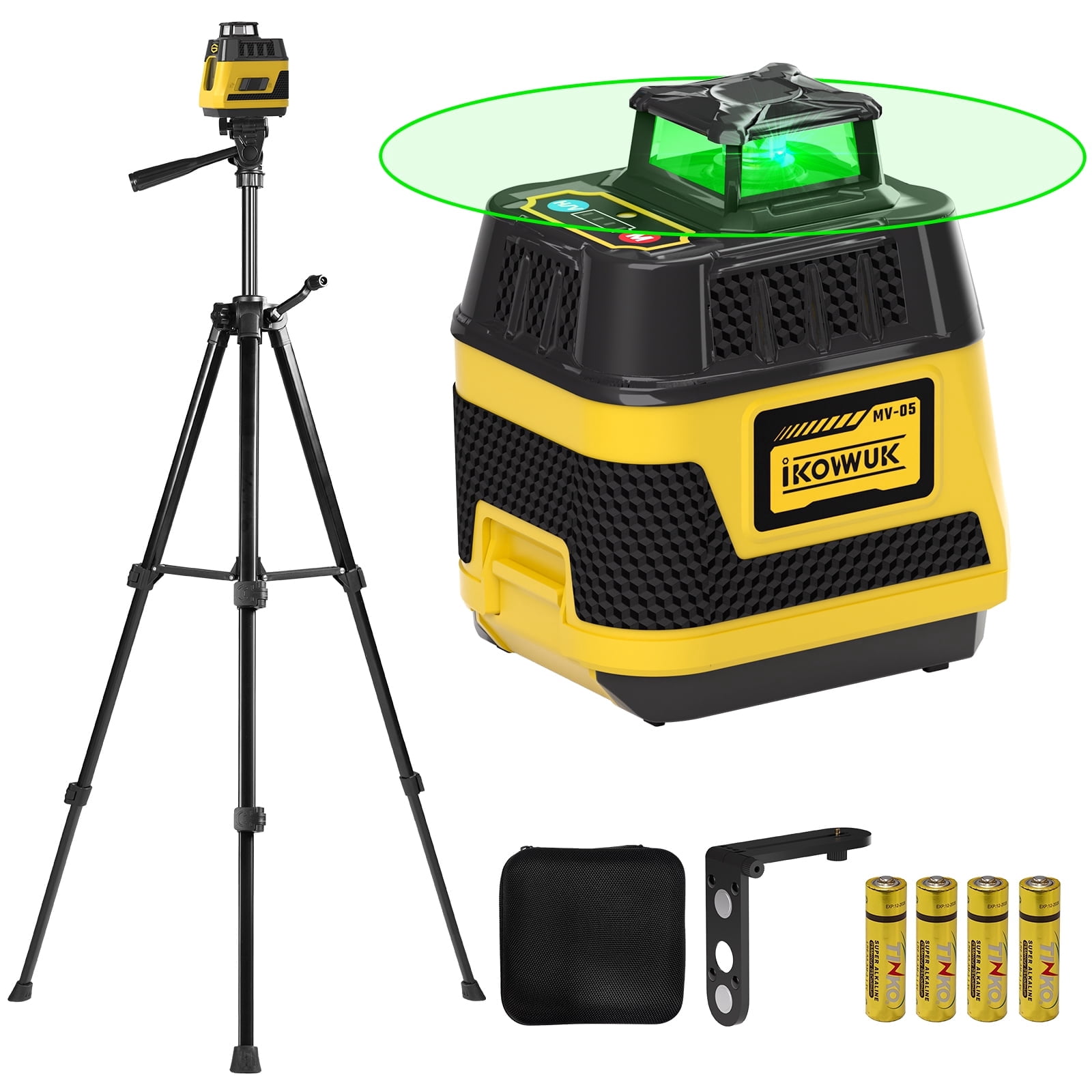 IKOVWUK 3x360° Cross Line Laser Level Kit with Remote Control and Adjustable 59.8-inch Tripod (Green, 1 Kit) il06z