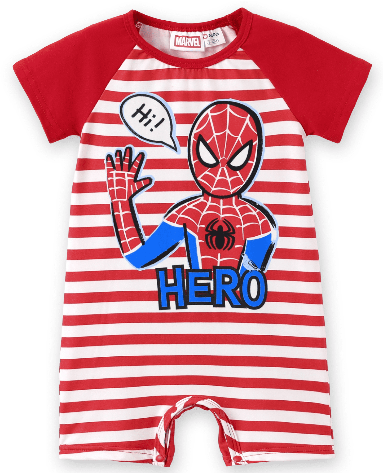 Disney Marvel Spider-Man Baby Boys Romper Short Sleeve Graphic Jumpsuit (Red/White, 3-6 Months) mut5r
