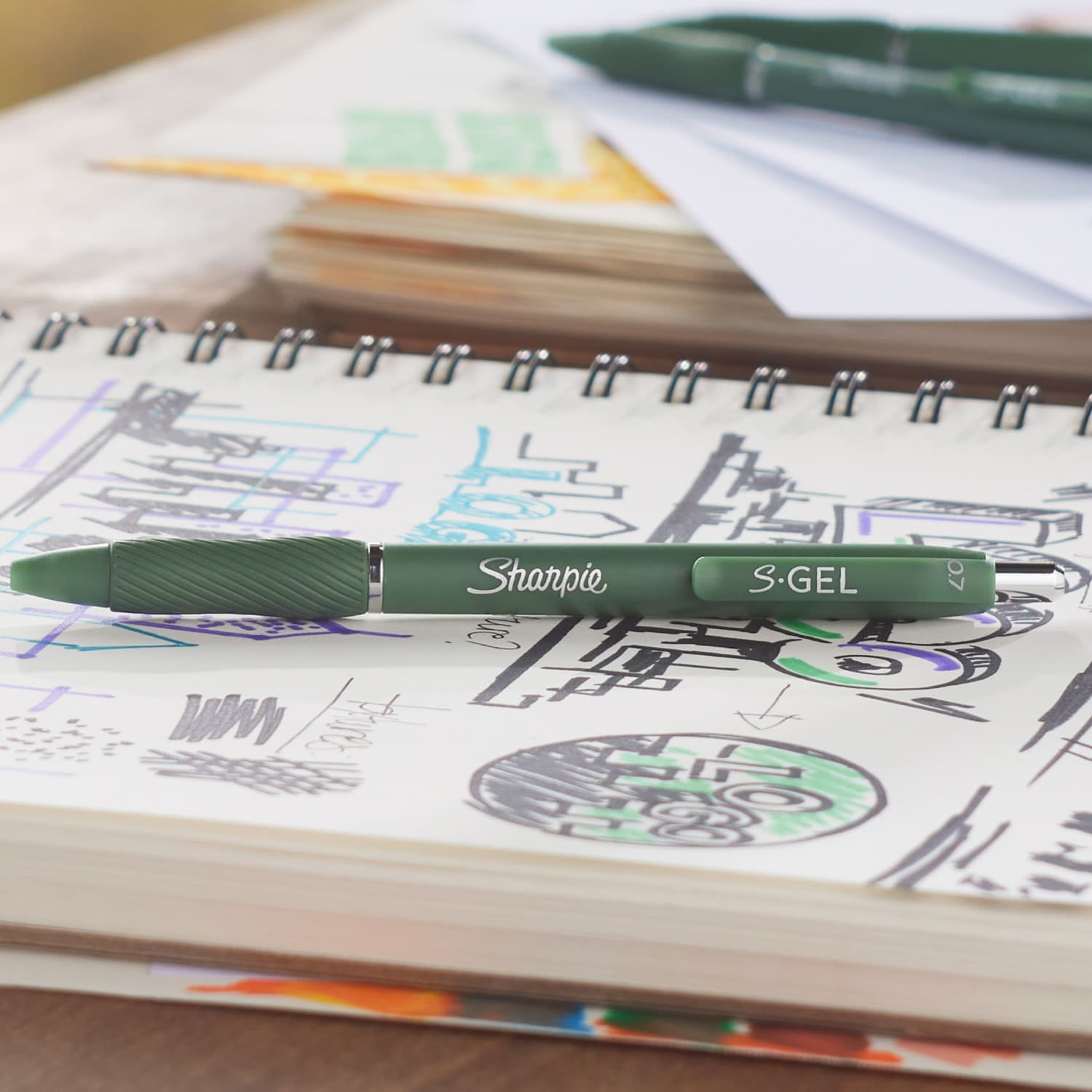 Sharpie S-Gel Gel Pens, No-Smear Black Ink, Professional Writing Tool (Green Barrel, 4 Count) mp2q6