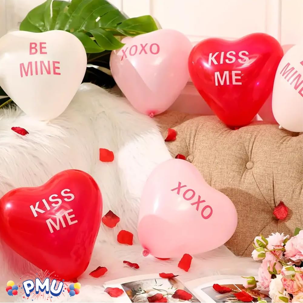 PMU Heart Shaped Latex Balloons with Confetti Dots Design for Romantic Events (White, 11 in, 12 Pack) jndvk