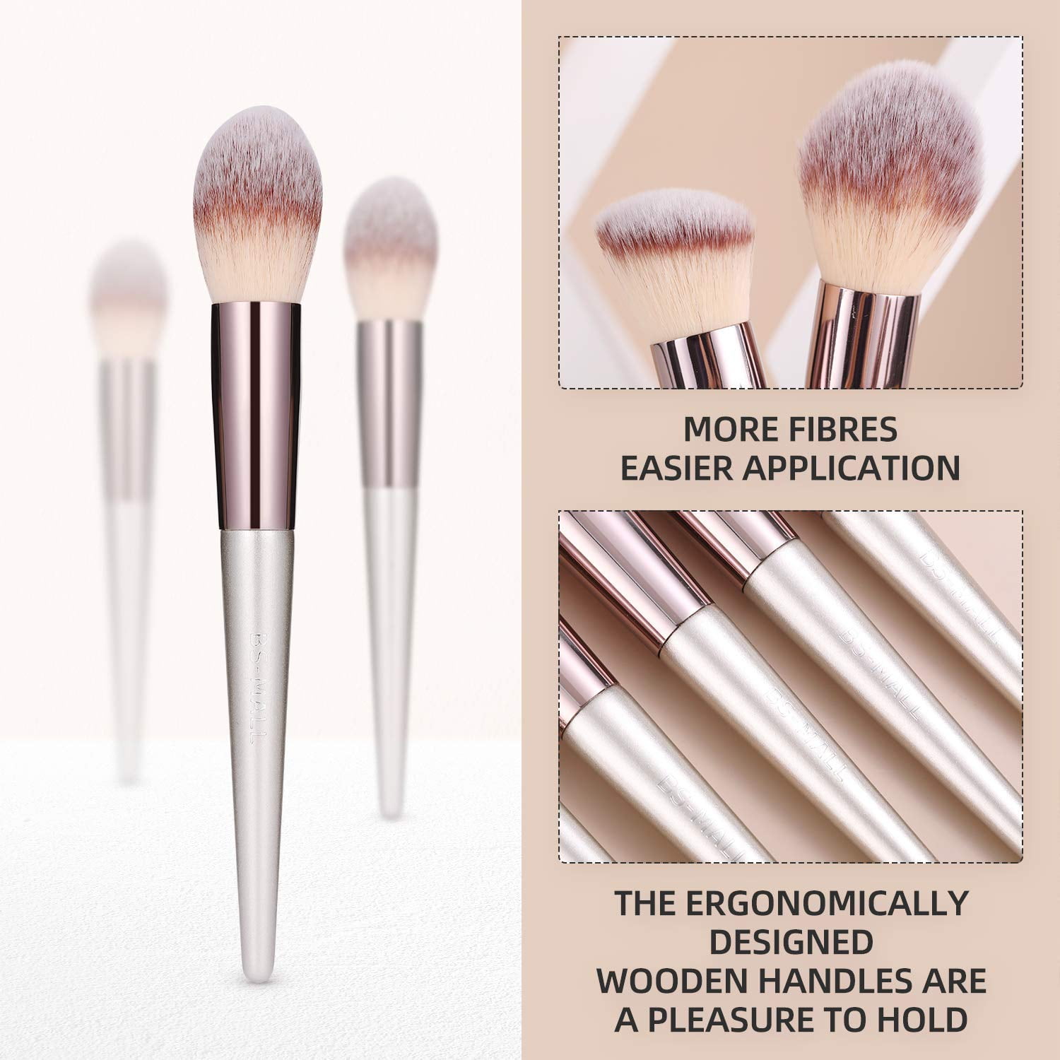 BS-Mall Makeup Brush Set 18-Piece Professional Synthetic Foundation Powder Eye Shadow Blush Kit (Champagne Gold, 18-Piece) v9phy