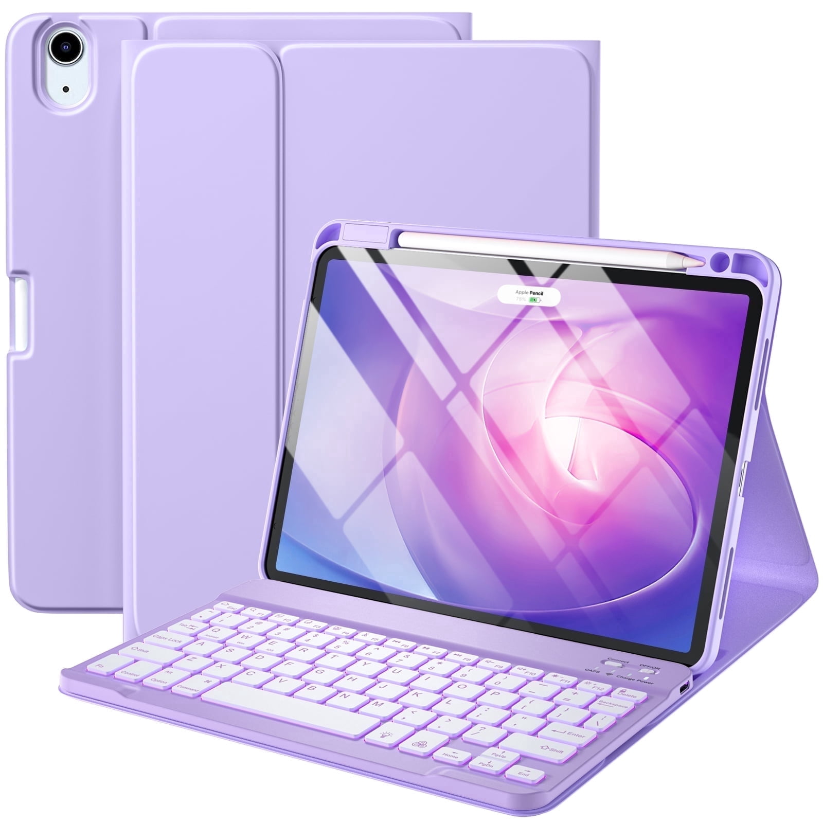 GEAK Keyboard Case for iPad Air 11 inch (M4/M3/M2/5th/4th Gen) Detachable Magnetic Backlit Cover (Purple, 11 in) n90ft