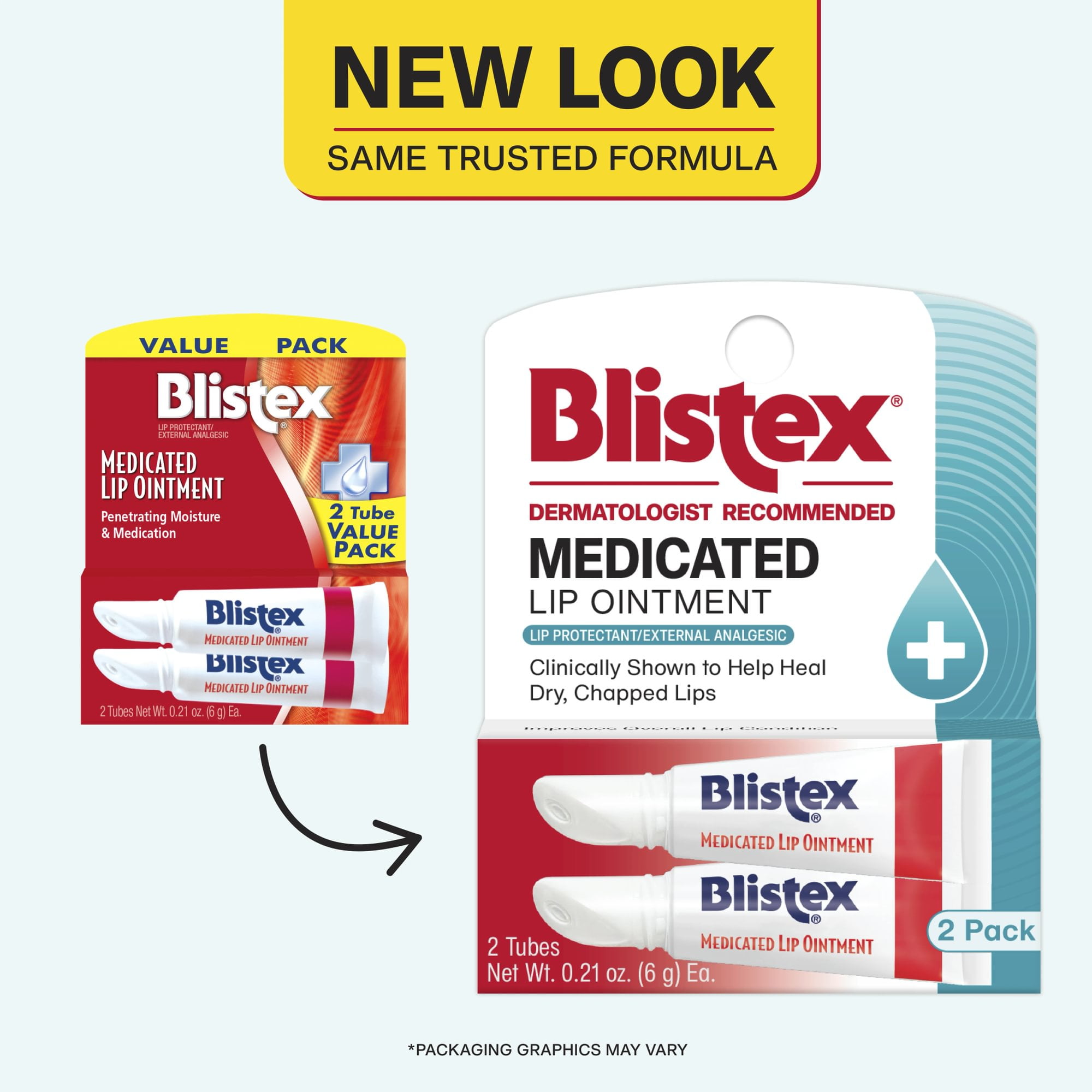 Blistex Medicated Lip Ointment Advanced Moisture Treatment for Dry Chapped Lips (Clear, 0.42 oz, 2 Pack) 33psv