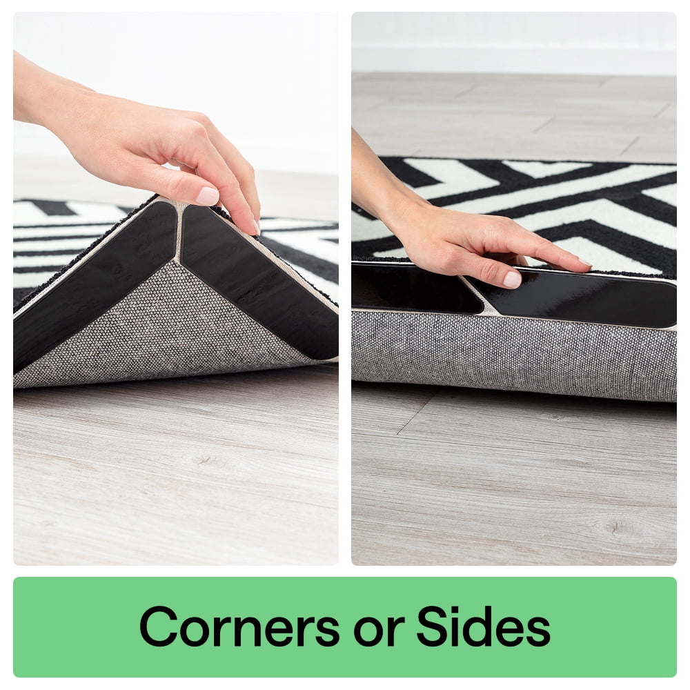 Gorilla Grip Rug Gripper Pads for Hardwood Floors, Non-Slip Adhesive Carpet Anchors (8 in x 6.5 in, 8 Pack) at1xw
