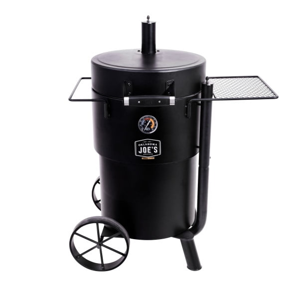 Oklahoma Joe's Bronco Drum Smoker, Heavy-Duty Offset Charcoal Grill with 630 sq in Cooking Surface (Black, 136.6 lb) hf4ap