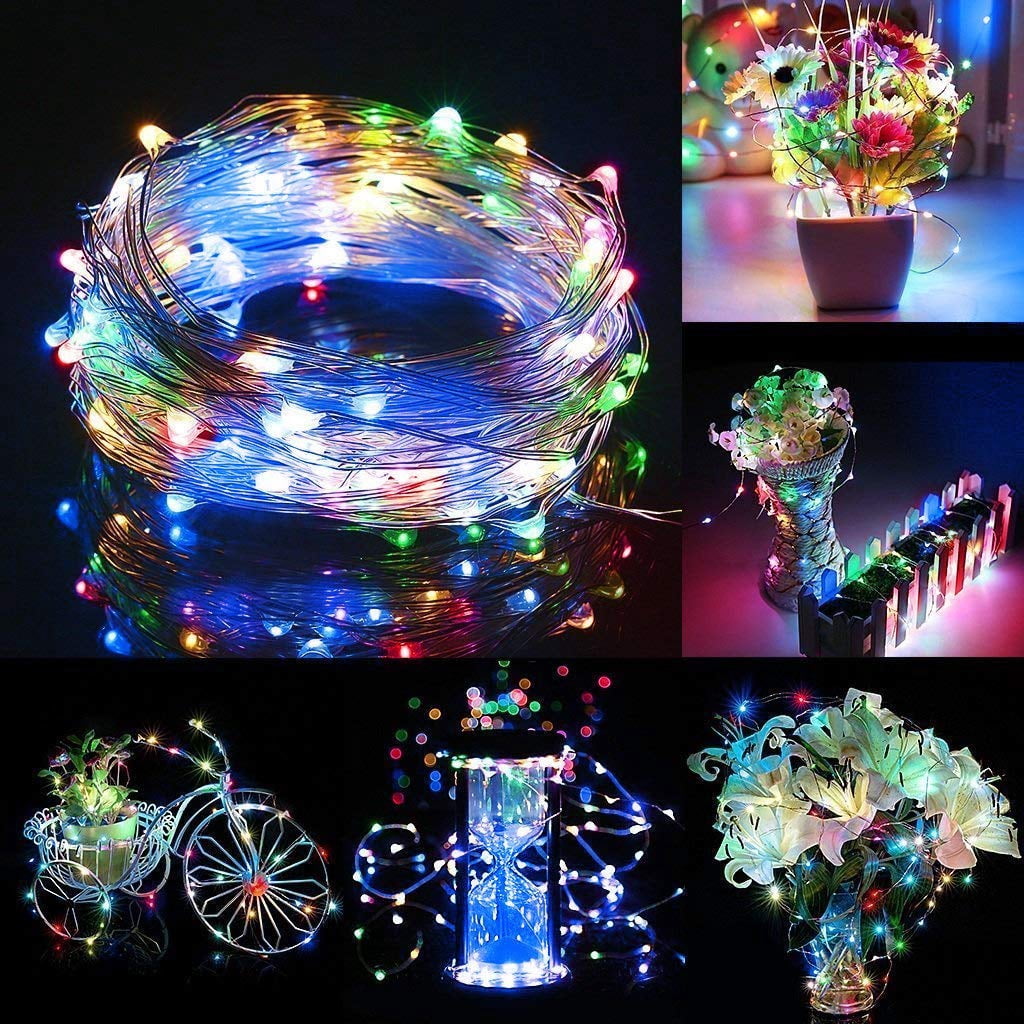 QISHI Solar LED String Lights, Waterproof Decorative Fairy Lights for Outdoor Patio Garden (Multicolor, 33 ft) ct5rl