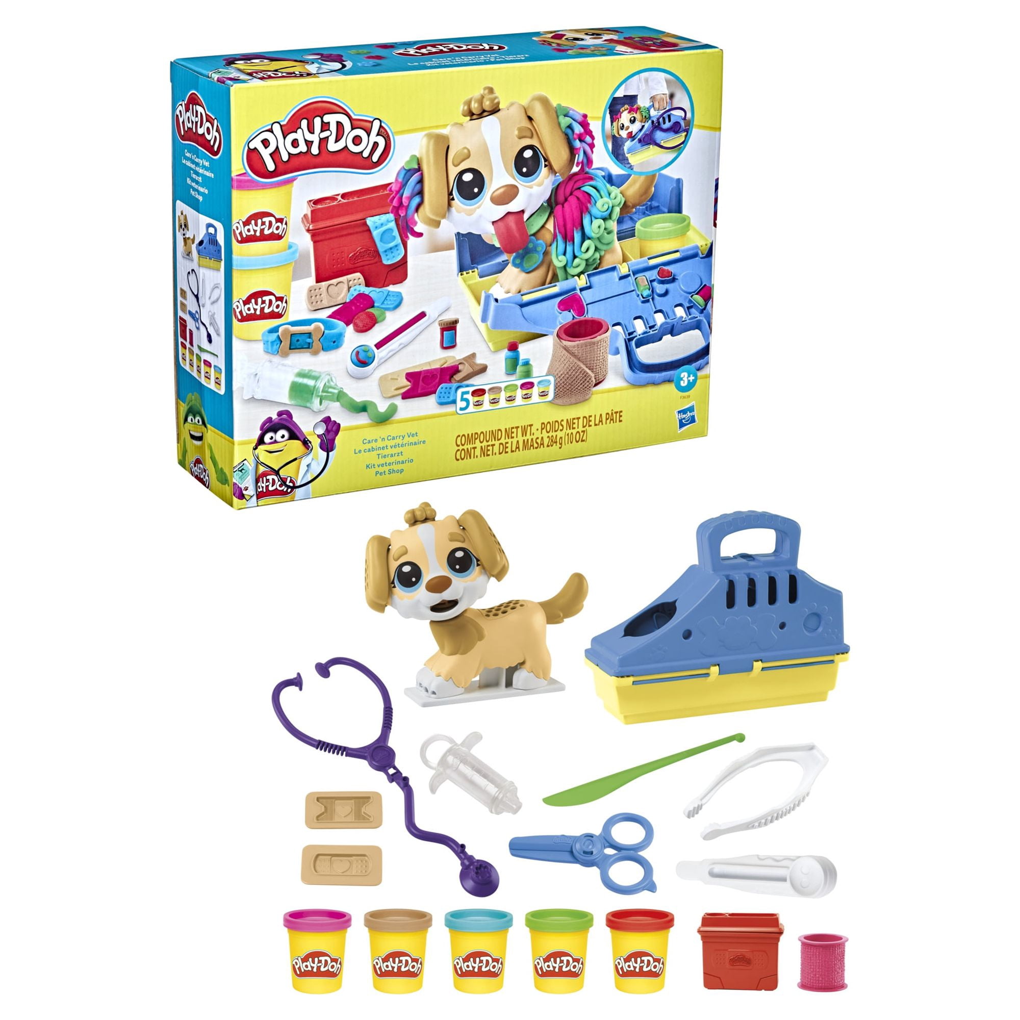 Play-Doh Care 'N Carry Vet Playset with Toy Dog and 10 Modeling Tools (5 Colors, 2 oz) 607k4