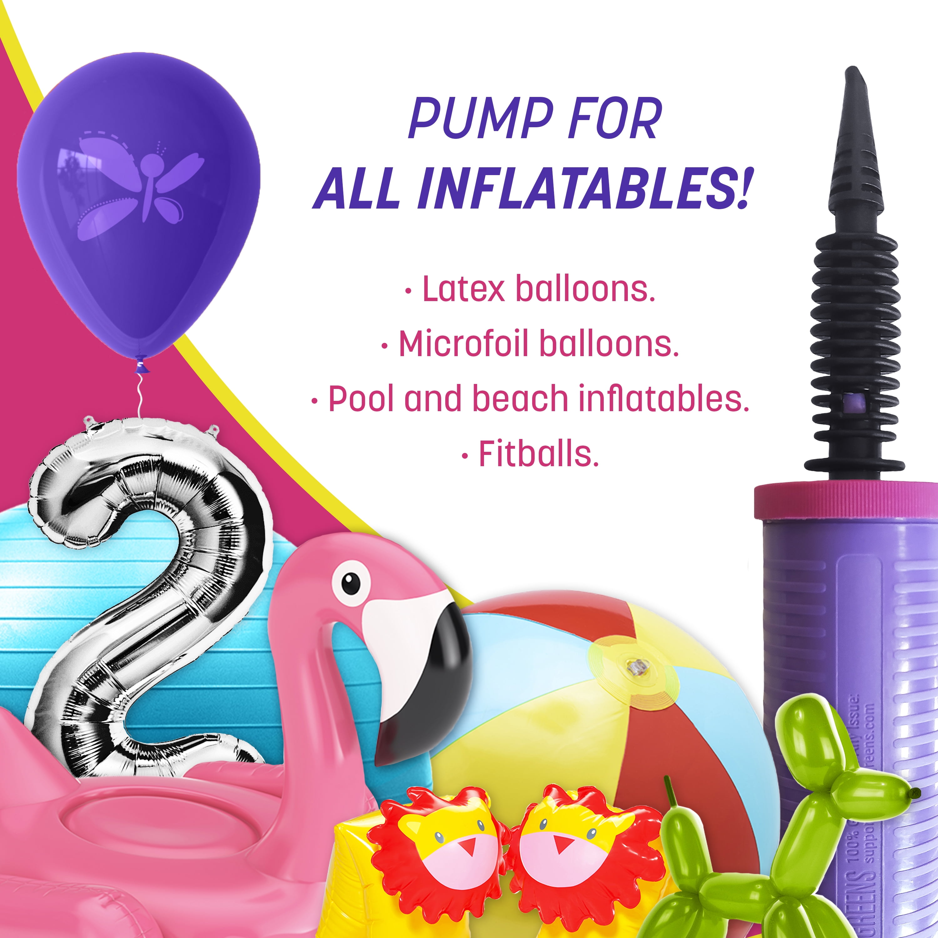 Cozy Greens Dual Action Balloon Pump Handheld Manual Inflator for Party Decorations (Pink, 1 Pack) yiupj