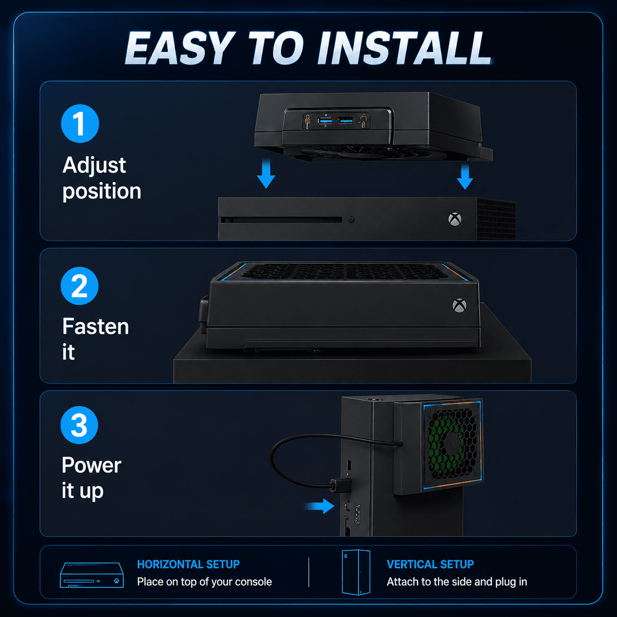 Prociv Cooling Fan for Xbox Series S, RGB Console Cooler System with 3 Adjustable Speeds (Black) d8t2o
