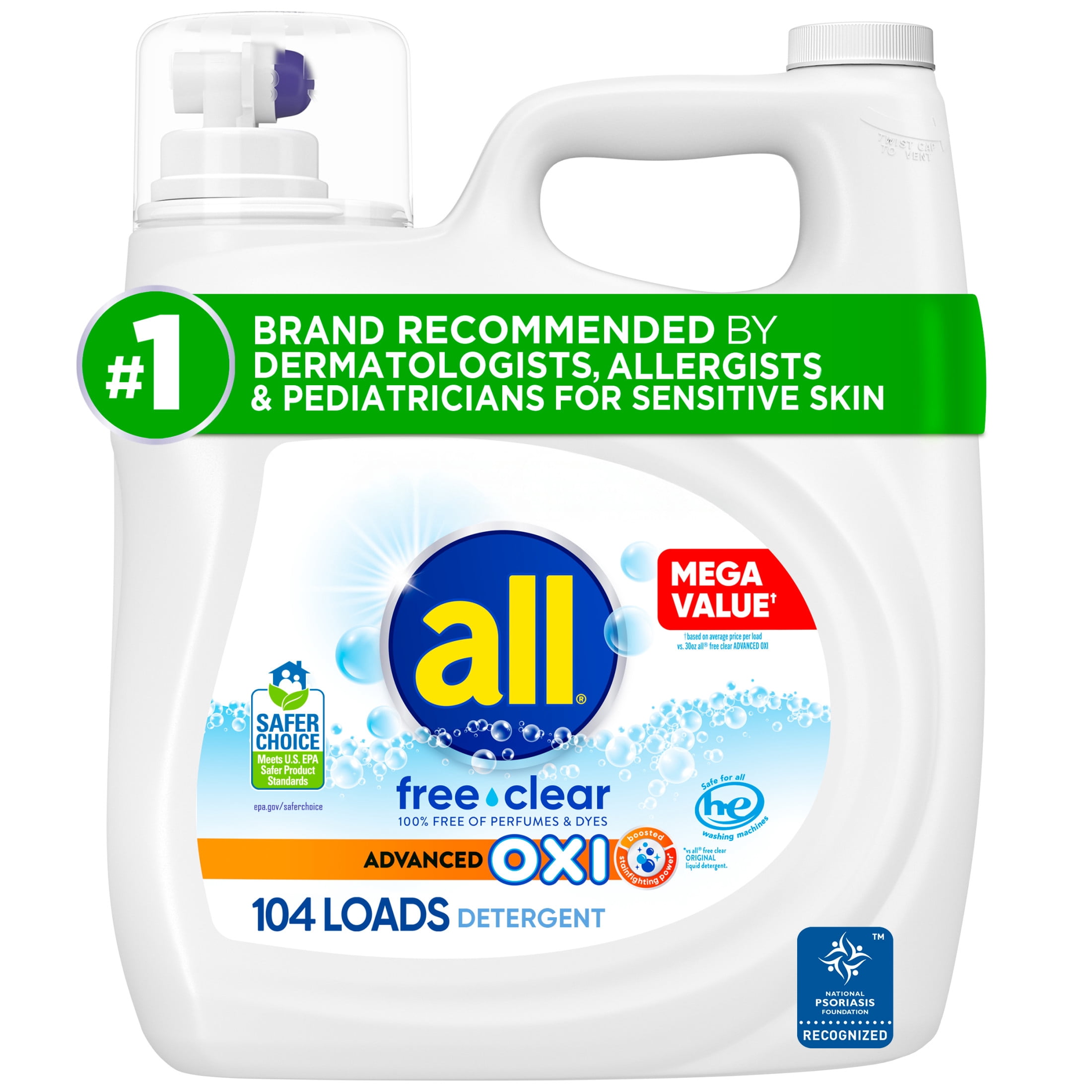 all Free Clear Oxi Liquid Laundry Detergent (Clear, 154 oz) dlxrd